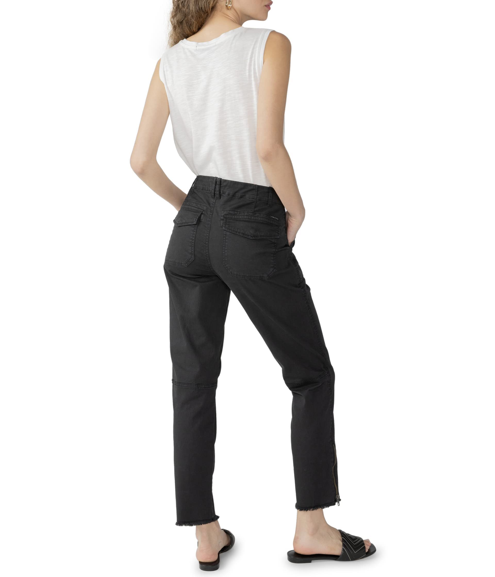 Sanctuary Women's Peace Maker Straight-Leg Pants - Medium-Weight Distressed Denim with Frayed Hem for Casual Wear & Everyday Outfits