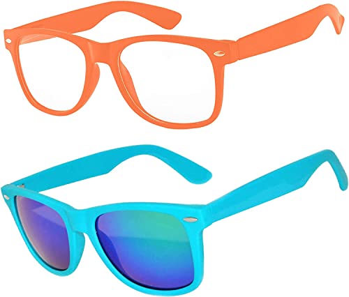 Orange Clear, Turquoise Mirror