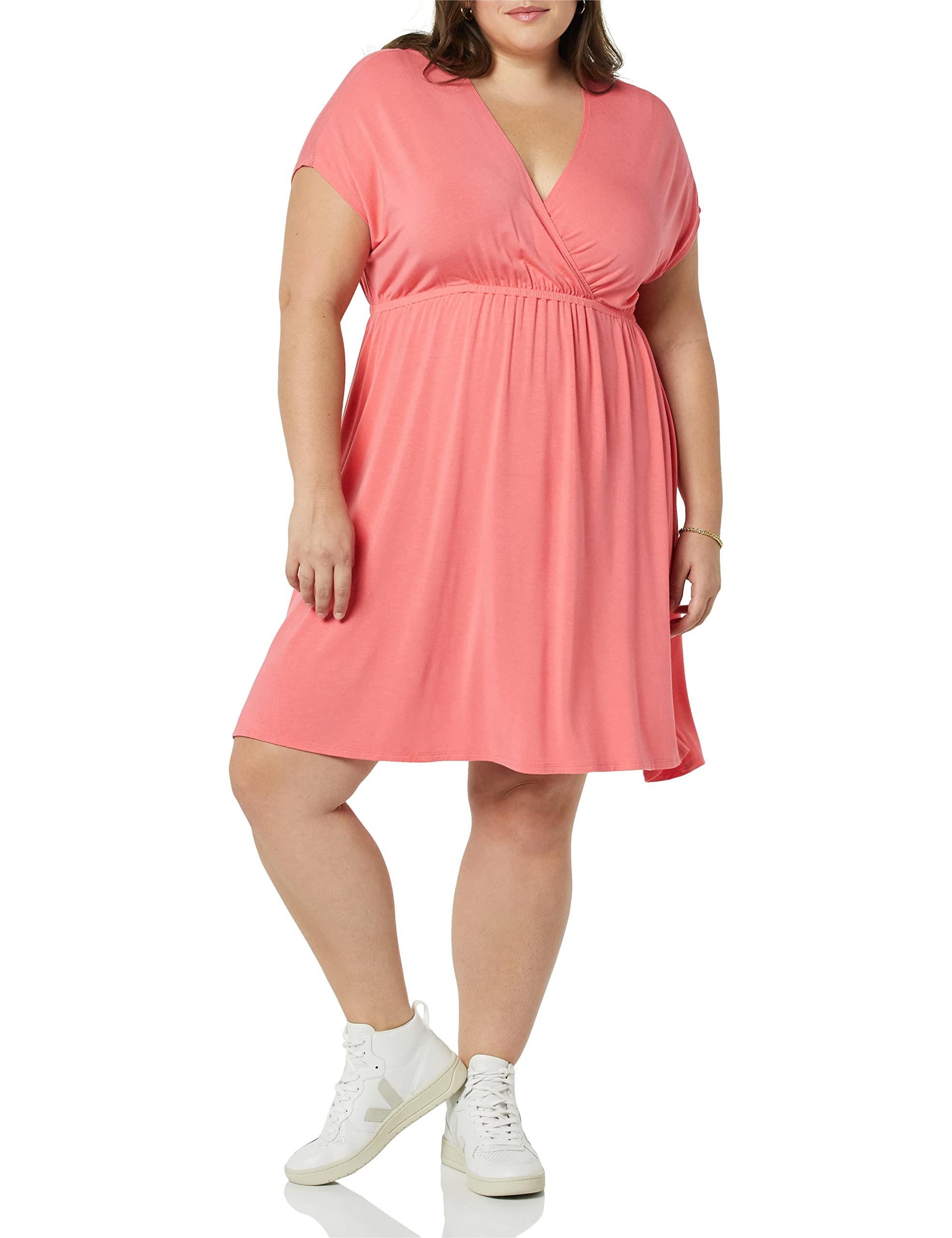 Amazon Essentials Women's Surplice Dress - Flowy V-Neck Midi Dress with Ruffle Sleeves (Plus Size Available) | Perfect for Summer Vacations, Beach Weddings & Casual Office Wear