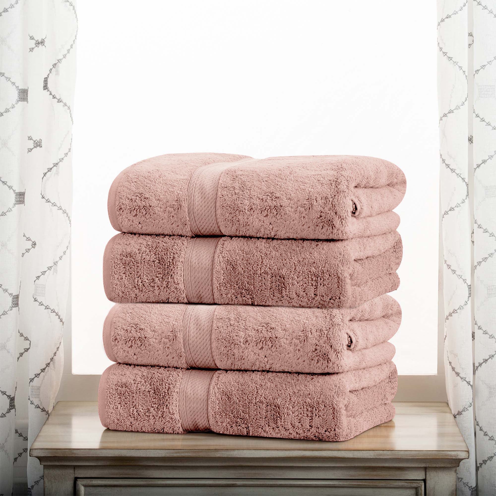 Premium 4-Piece Egyptian Cotton Bath Towel Set - Ultra Soft, Heavyweight & Plush Pile for Spa-Like Luxury at Home | Perfect for Bath, Beach & Guest Use