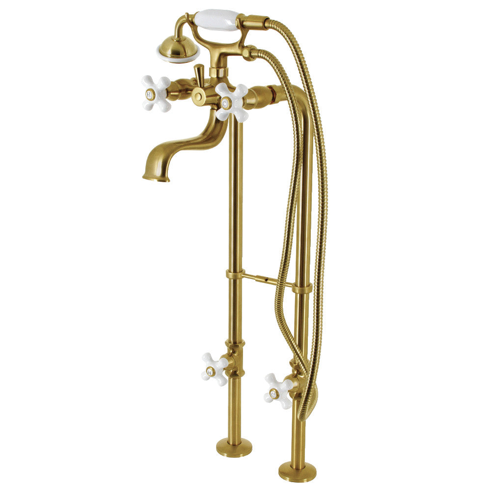 Kingston Brass CCK226PXK3 Freestanding Clawfoot Tub Faucet Set with Supply Line - Vintage Style Bathroom Fixture for Classic & Modern Bathrooms