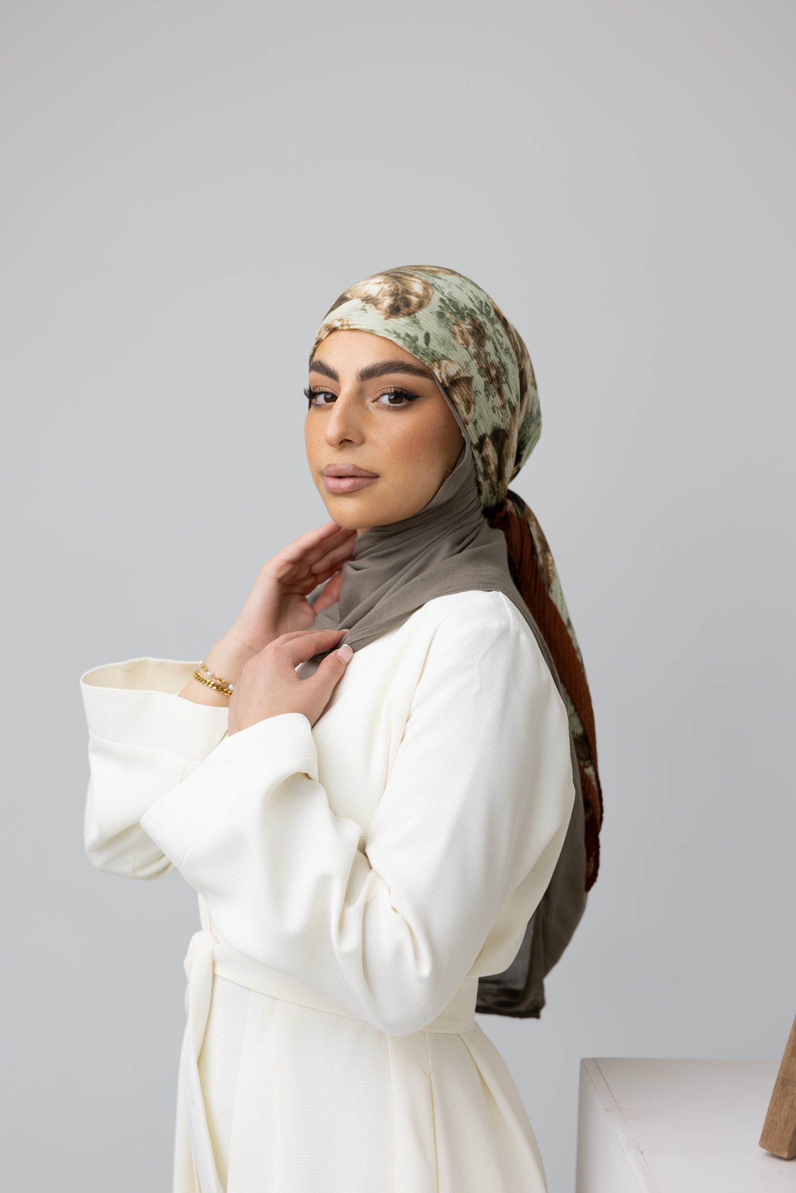 Crinkled Square Print Scarf - Stylish Fashion Accessory for Women | Lightweight & Soft | Perfect for Office, Party & Everyday Outfits