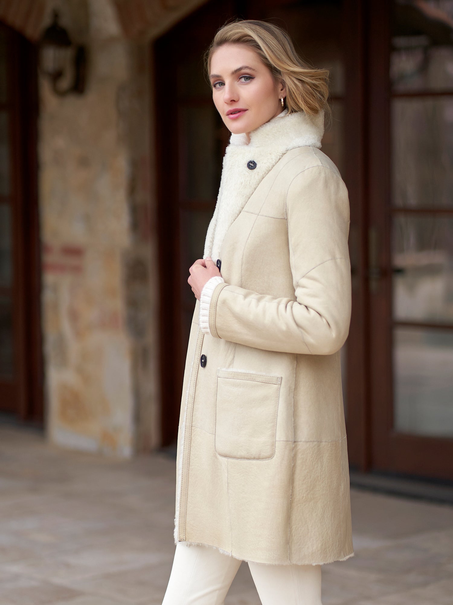 Dunja Reversible Shearling Coat for Women - Winter Warm Faux Fur Jacket with Hood | Cozy Outerwear for Cold Weather, Travel & Casual Outings