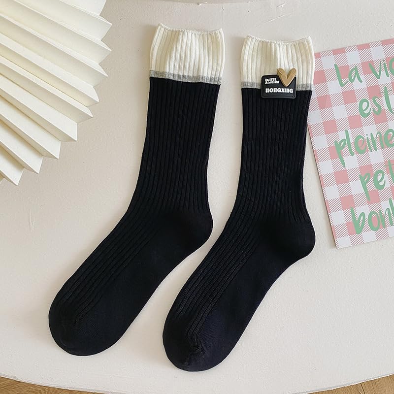 GRUTZ 4/6 Pairs Women's Colorful Jacquard Knit Socks - Cute Contrast Pattern Casual & Athletic Socks for Everyday Wear, Workout, and Fashion Outfits
