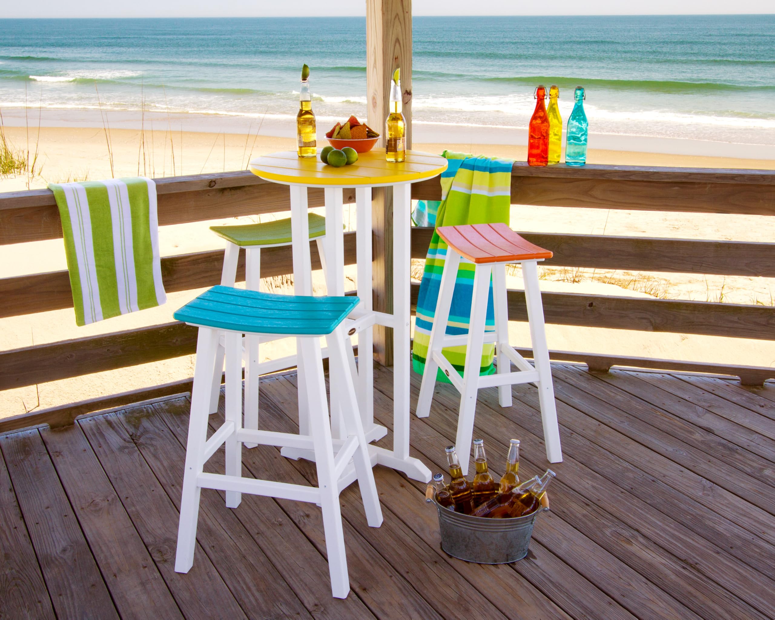 POLYWOOD Contempo 24-Inch Round Bar Height Table - Black Frame with Green Top - Outdoor Patio Dining & Bar Set for Backyard, Deck, or Poolside