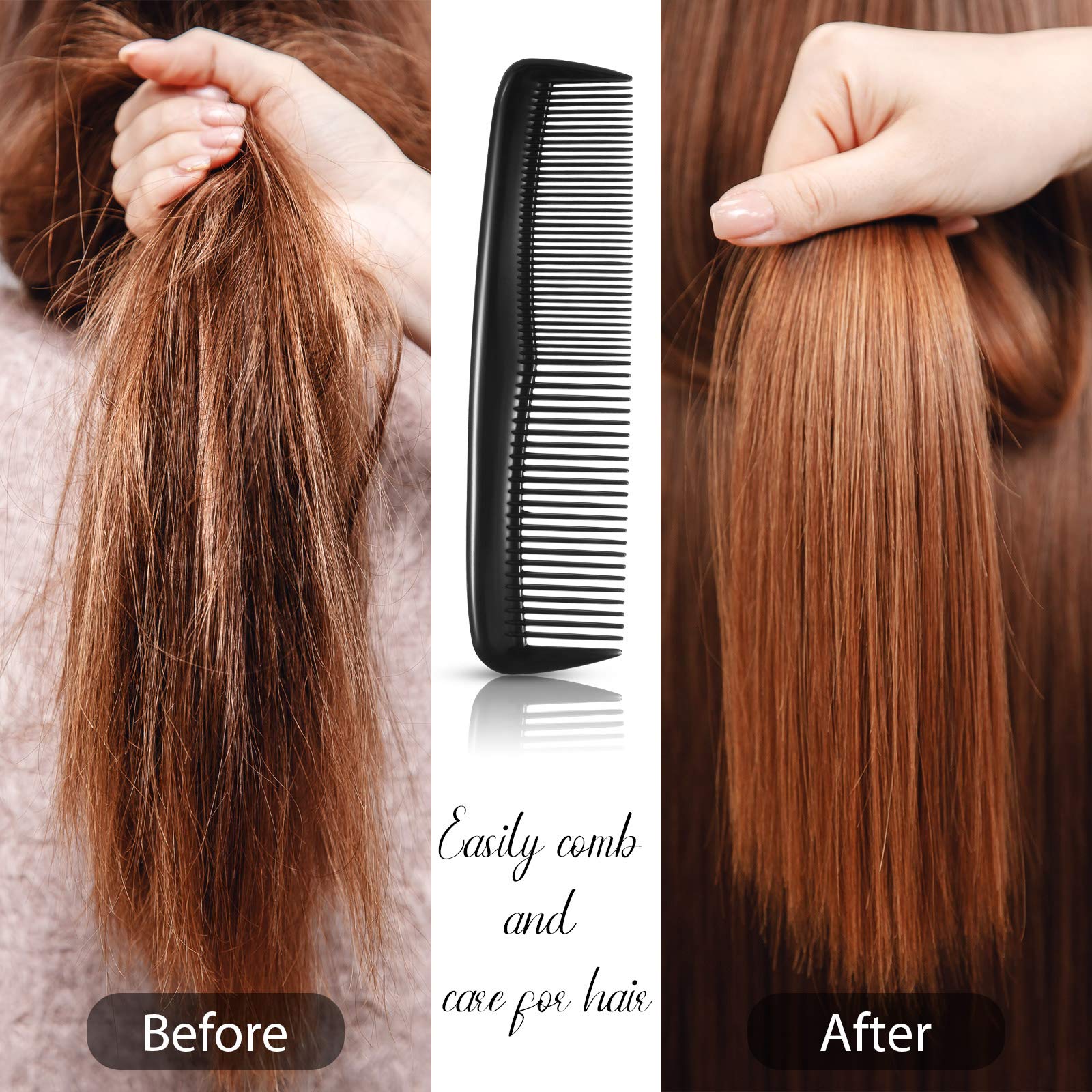 Leinuosen 24-Piece Hair Comb Set - Plastic Detangling Combs for Women & Men, Fine Tooth Styling Comb (Black) - Perfect for Salon, Travel, Home & Daily Hair Care
