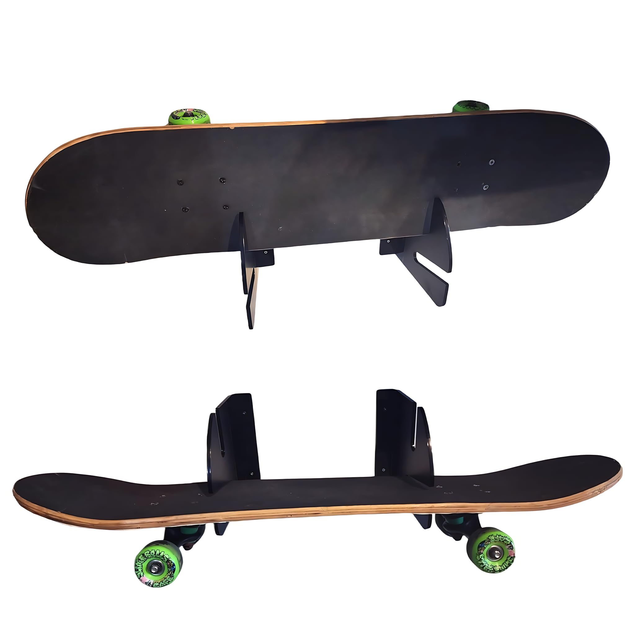 Double Layer Skateboard Wall Mount Rack - Black Storage & Display for Home or Shop