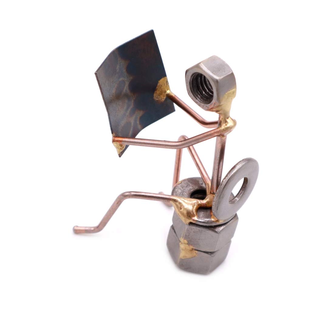 Handmade Metal Art Figurine - Unique Desk Accessory & Office Décor | Collector's Trophy, Boss Gift Idea | Perfect Plumber Gift & Bathroom Book Holder for Home & Office Use