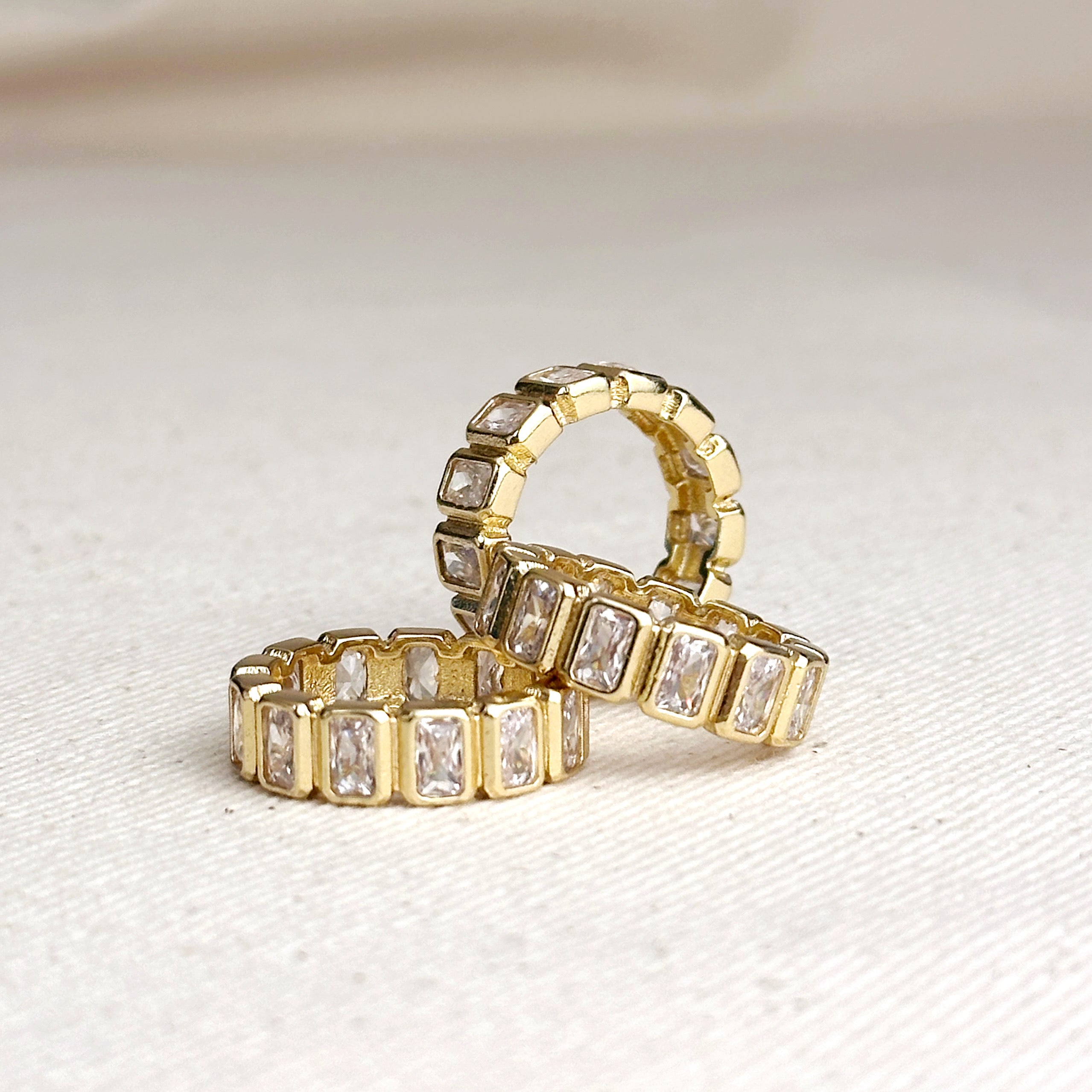 18K Gold Filled Chunky CZ Eternity Band Ring for Women - Sparkling Cubic Zirconia Wedding, Anniversary, or Bridal Jewelry Gift - Perfect for Special Occasions & Everyday Elegance