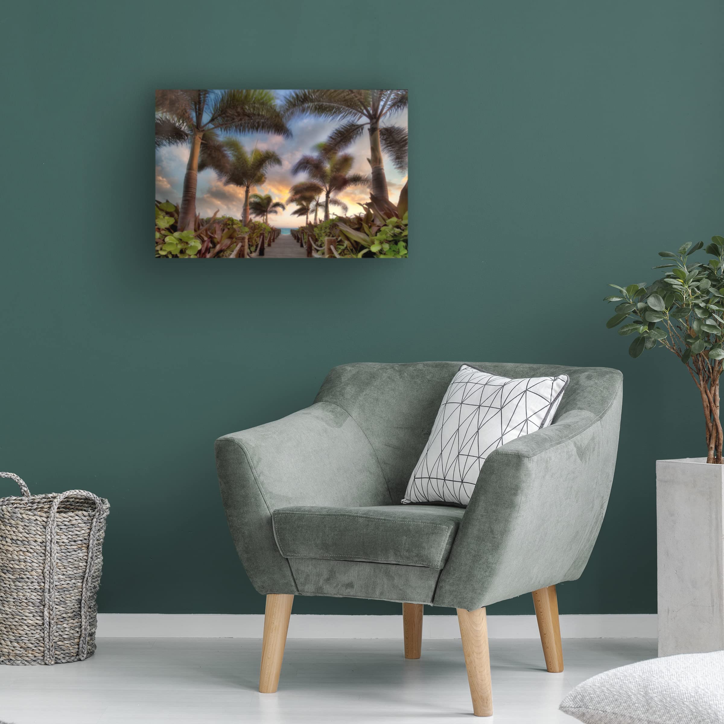 Dennis Frates 'Palms 3' Canvas Wall Art Print - Tropical Beach Landscape Painting for Living Room, Bedroom & Office Decor