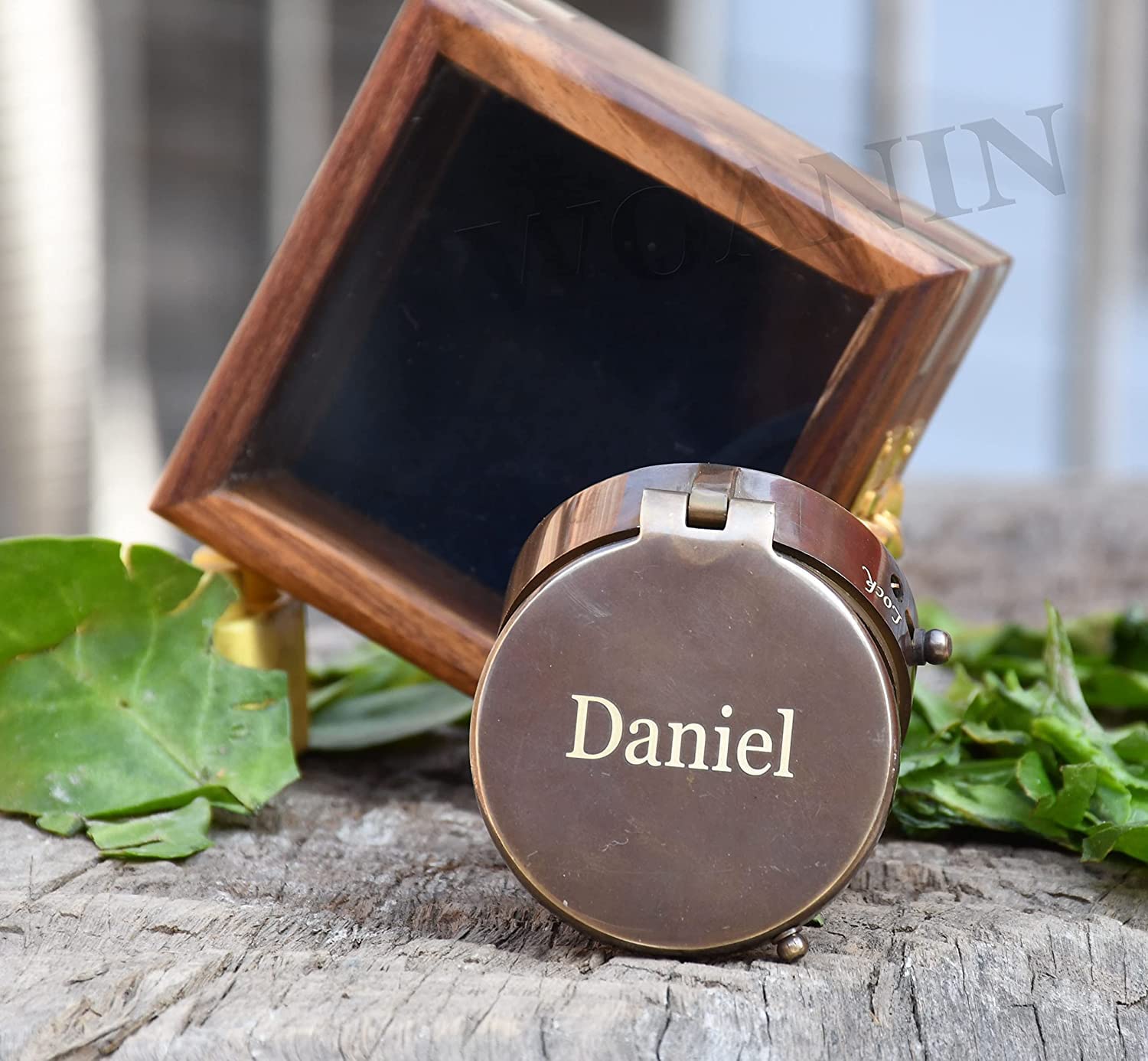 Custom Engraved Thoreau 'Go Confidently' Compass with Leather Case - Premium Camping & Boating Navigation Tool - Unique Graduation Gift for Outdoor Enthusiasts (Perfect for Hiking, Sailing & Adventure Travel)