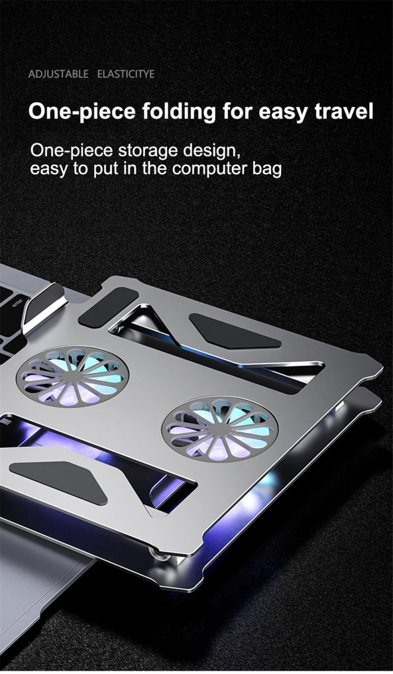 Premium Aluminum Alloy Adjustable Laptop Stand for 13-17 Inch Laptops - Ergonomic Height Adjustable Computer Riser with Built-in Cooling Fan - Perfect for Home Office, Gaming & Workspace Setup