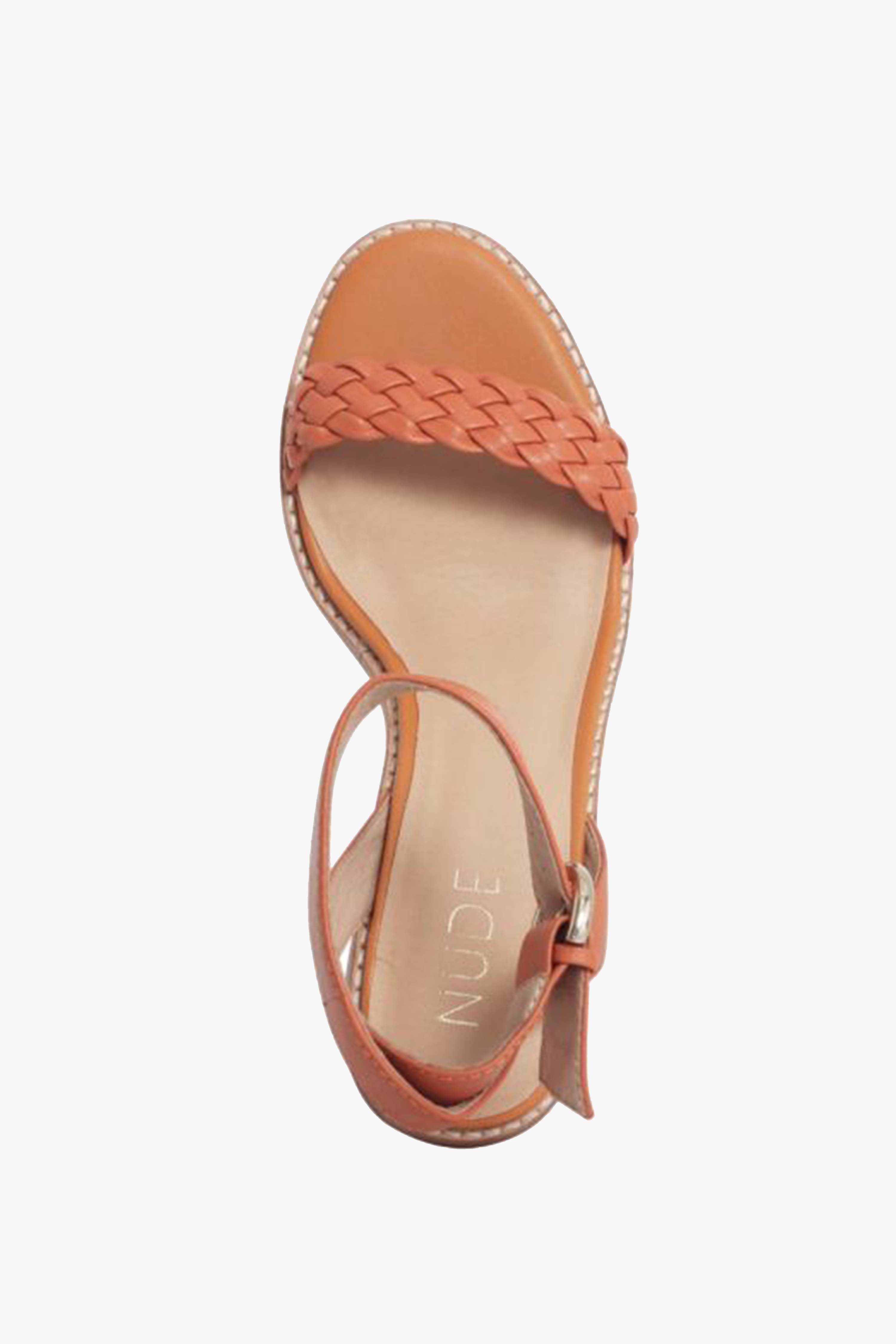 Makena Nude Leather Braided Heel Sandals for Women - Comfortable Summer Wedges with Ankle Strap | Perfect for Beach, Vacation, and Casual Outings