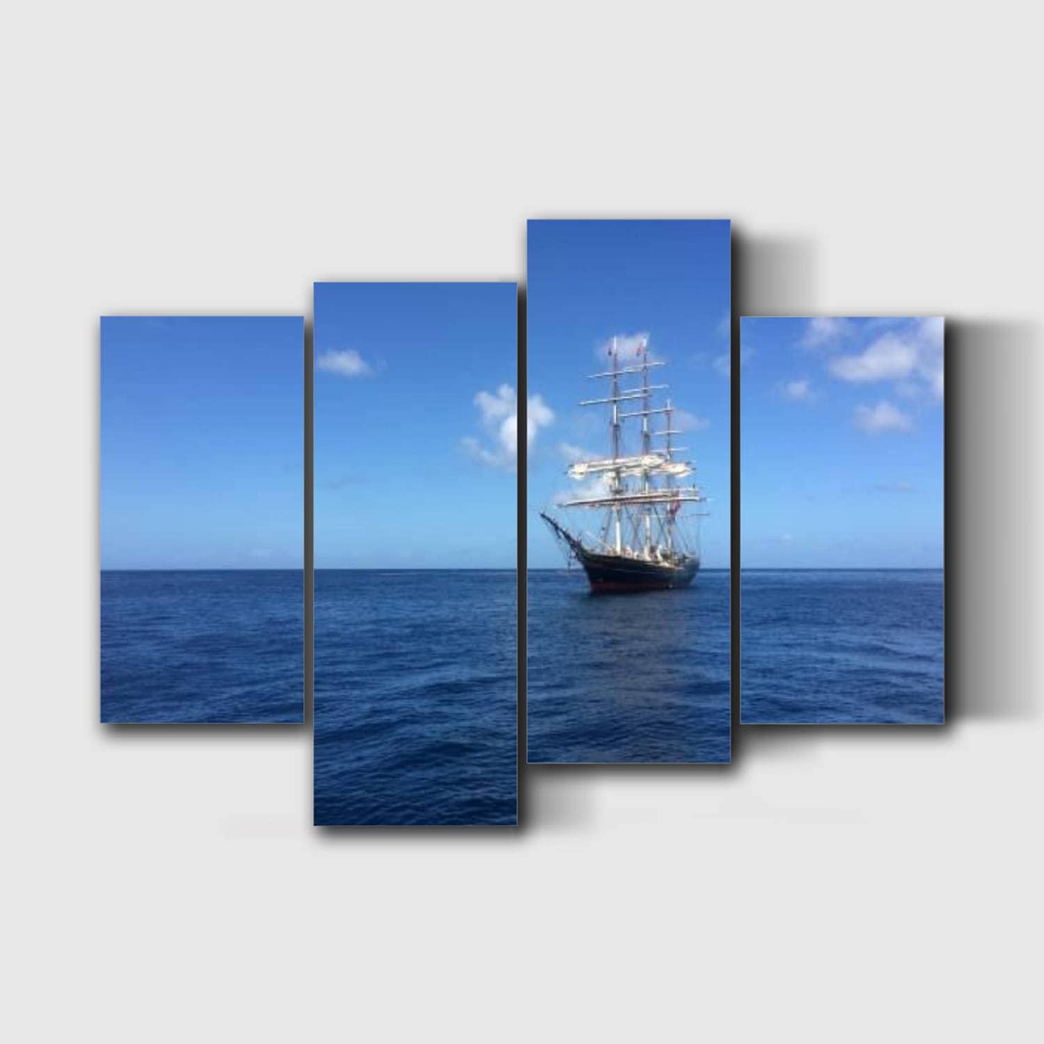 Premium Canvas Wall Art - Clipper Sailing in Saint Lucia Framed Painting, Modern Gallery Prints for Living Room, Bedroom & Office Decor - 4 Piece Set | Perfect for Coastal, Nautical & Beach House Themes