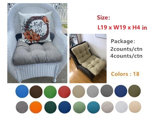 QILLOWAY 19-Inch Square Patio Cushions - Set of 4, Waterproof Indoor/Outdoor Seat Cushions for Chairs, Benches & Furniture - Comfortable & Durable (Grey) - Perfect for Backyard, Deck, Poolside & Garden Relaxation
