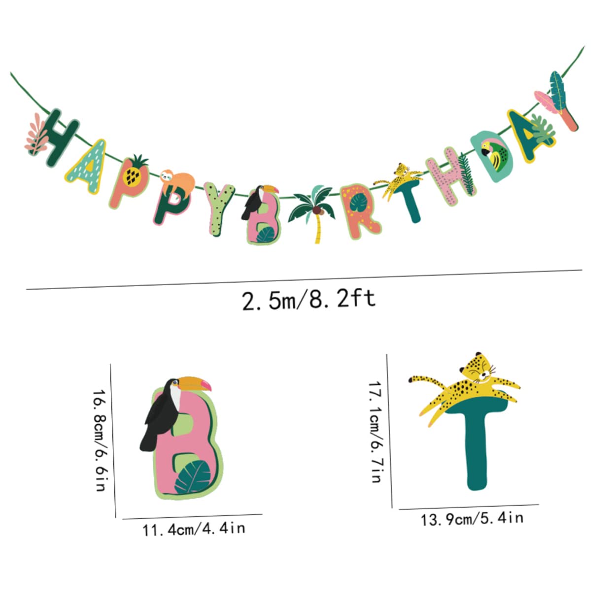 Hawaiian Party Banner - Tropical Luau Birthday Bunting Garland with Palm Leaves & Flowers - Perfect for Summer Beach Parties, Baby Showers & Backyard Decorations