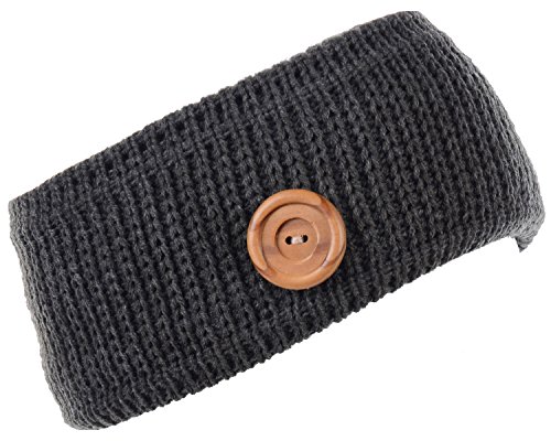 Rib Knit W/ Button Charcoal Gray
