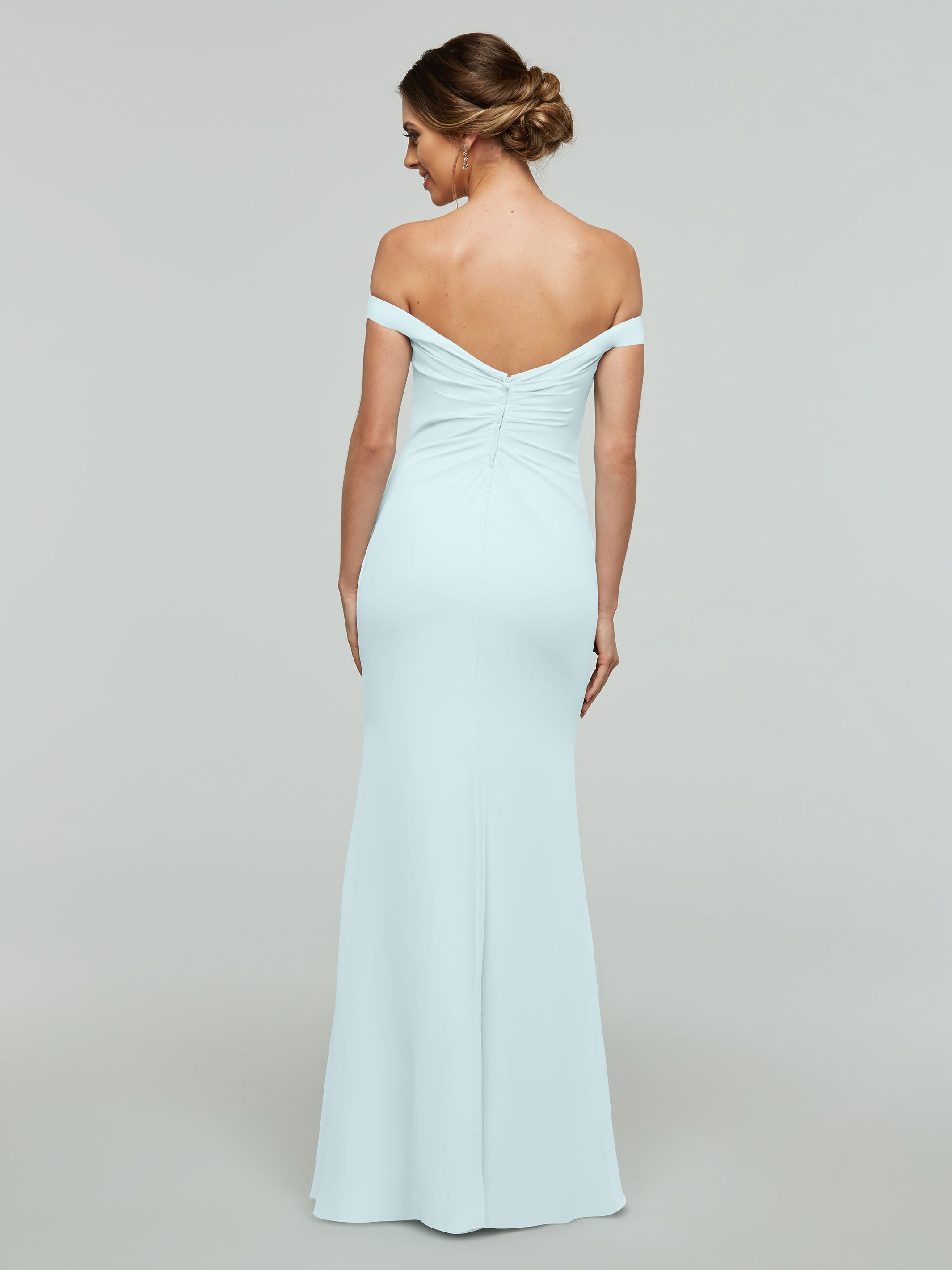 Elegant Off-the-Shoulder Chiffon Bridesmaid Dress with Fit & Flare Silhouette | Perfect for Weddings, Prom & Formal Events