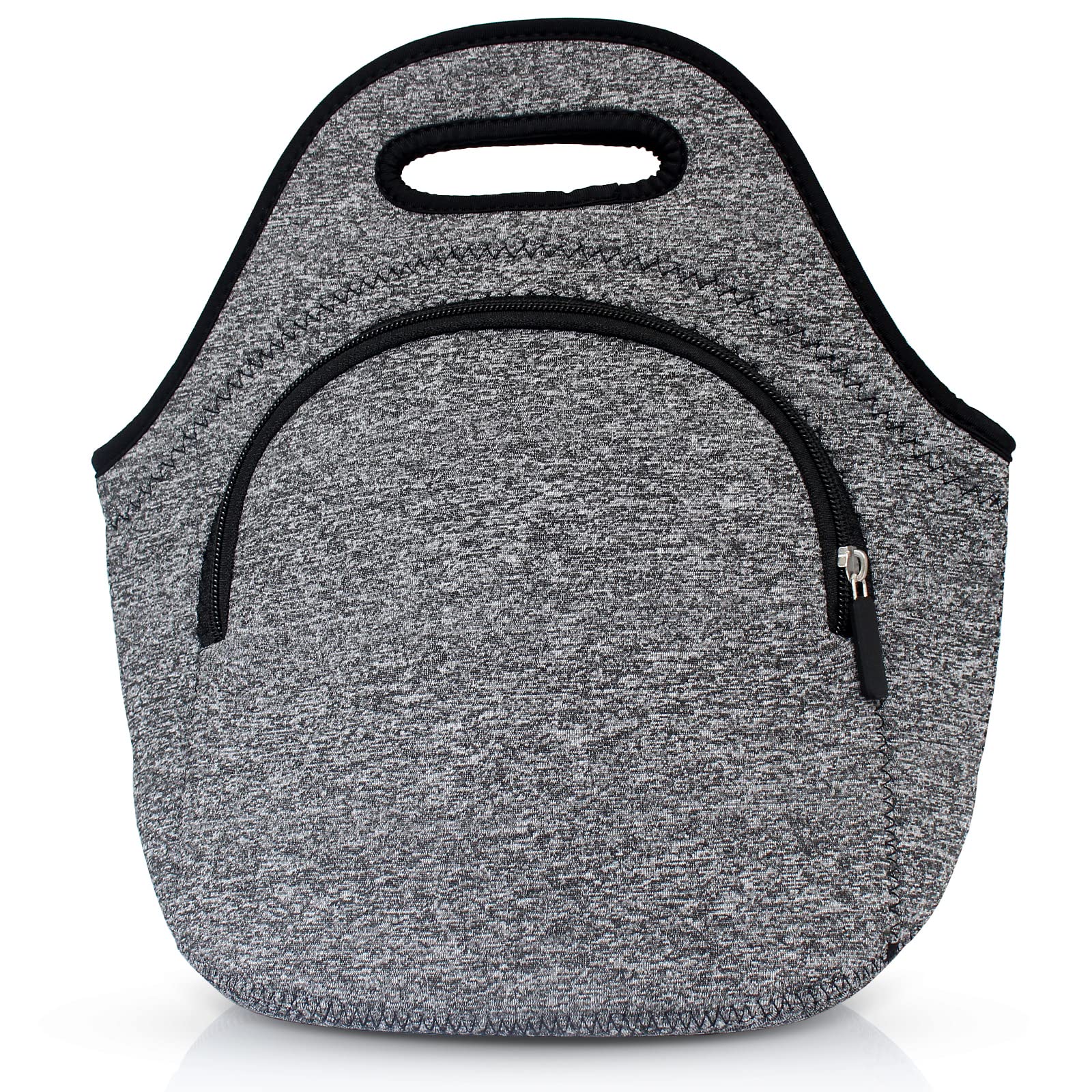 TKZWGA Insulated Neoprene Lunch Bag with Exterior Pocket - Reusable, Washable & Lightweight Lunch Tote for Men, Women & Kids - Perfect for Work, School & Picnics (Dark Grey)