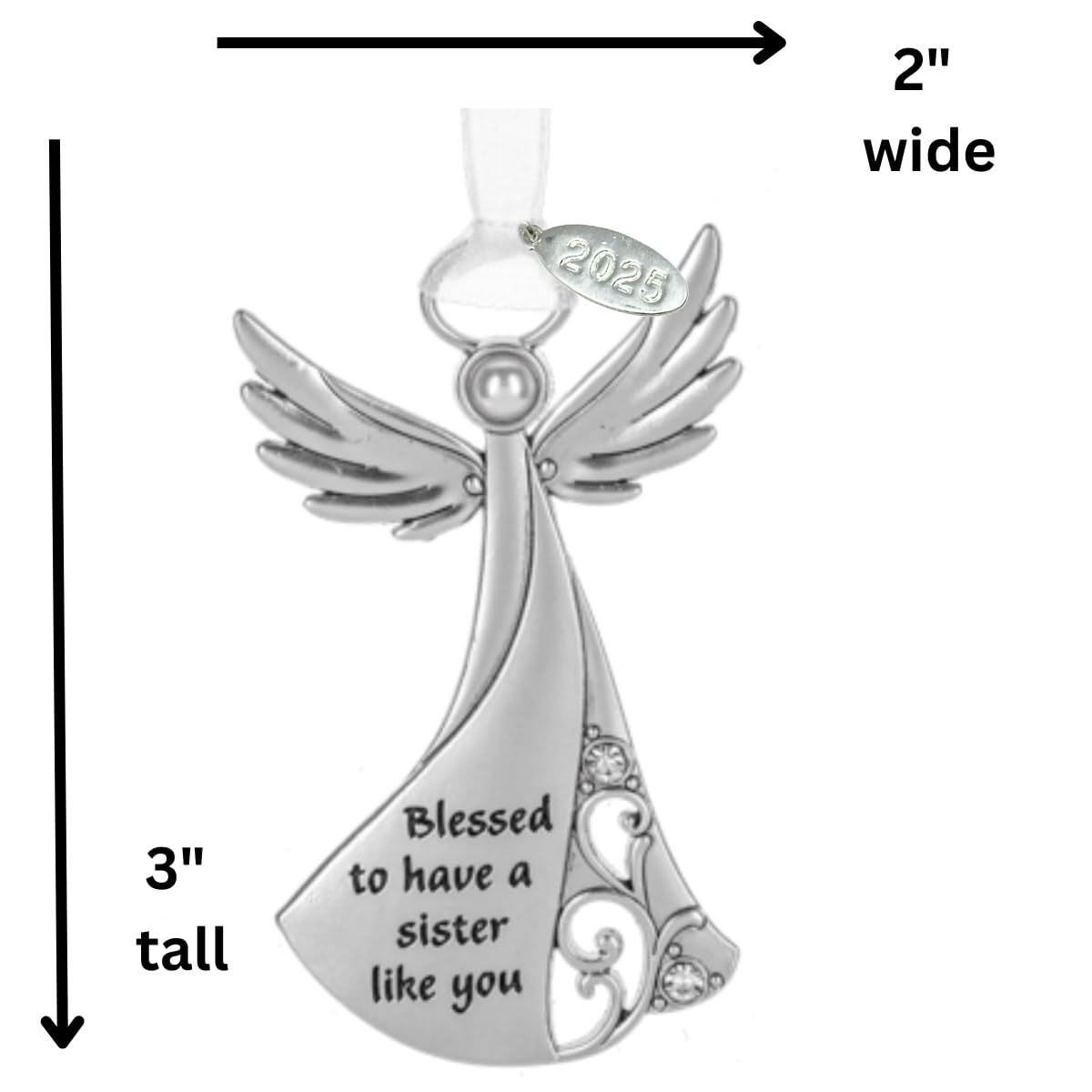 Sparkling Metal Angel Ornament - Nurse, Mom, Sister Gift for Christmas Decor