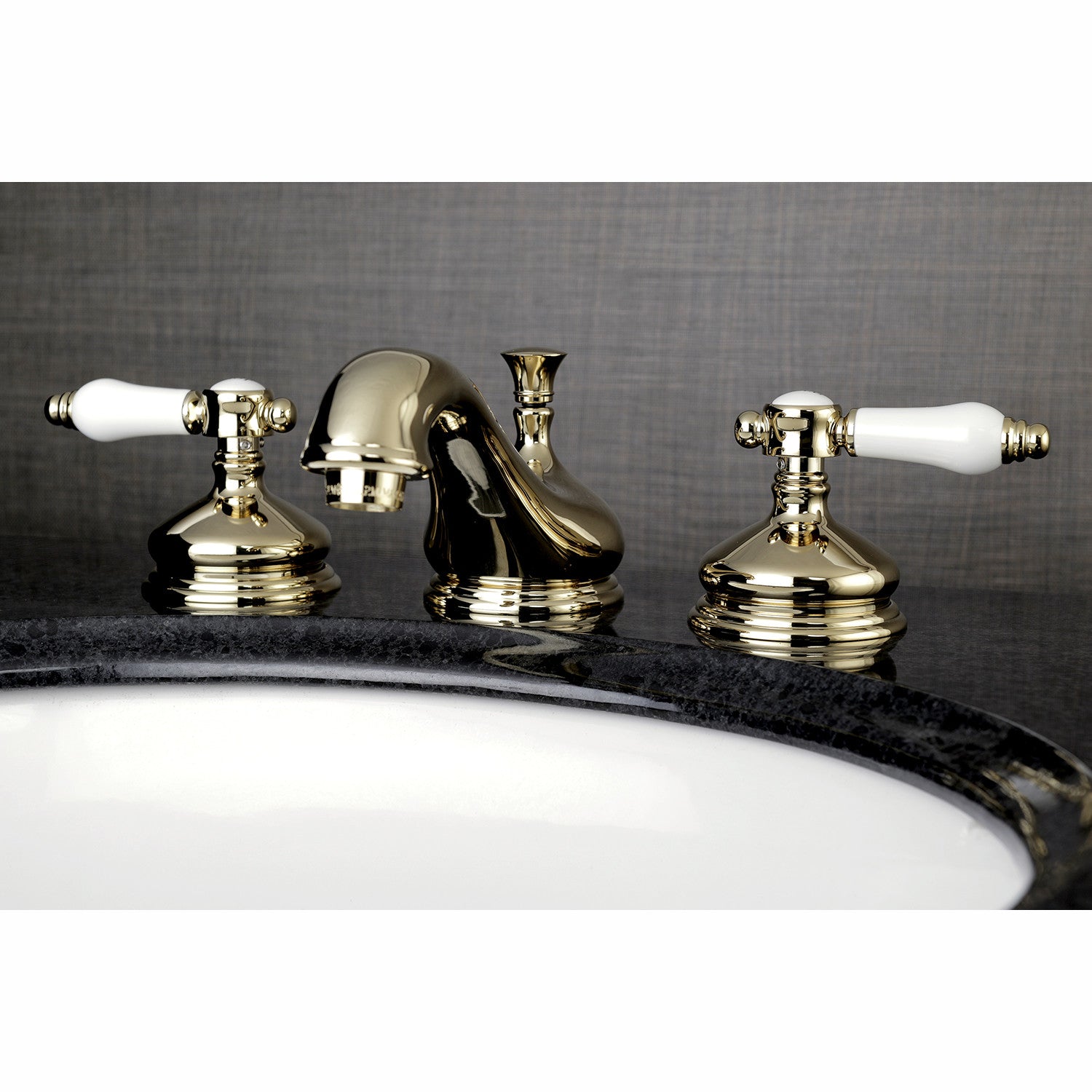 Bel Air KS1162BPL 3-Hole Widespread Bathroom Faucet with Brass Pop-Up Drain - Two Handle Deck Mount in Polished Brass - Perfect for Modern Bathroom Vanities and Sink Upgrades