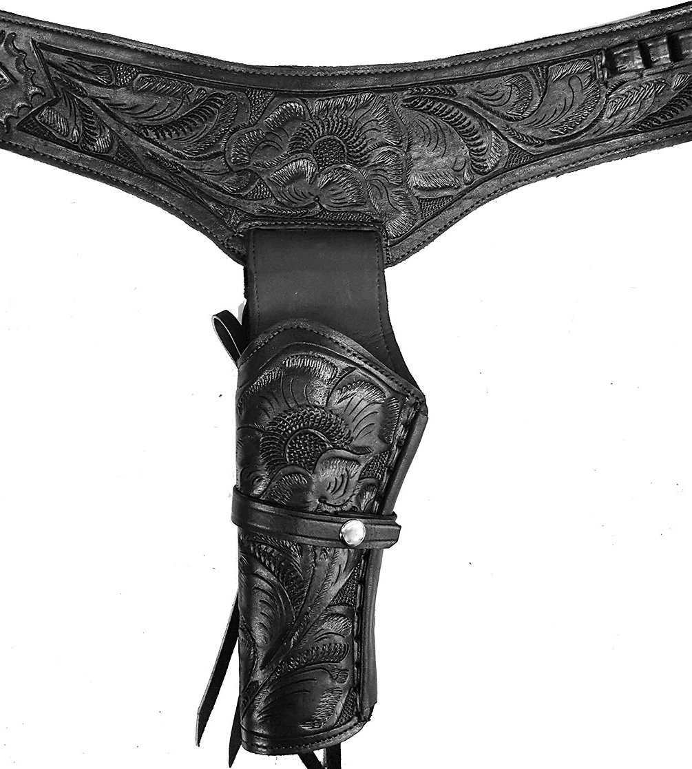 22 Cal Left Handed Western Leather Holster Gun Belt Rig for Revolver - Perfect for Cowboy Action Shooting, Hunting & Western Reenactments