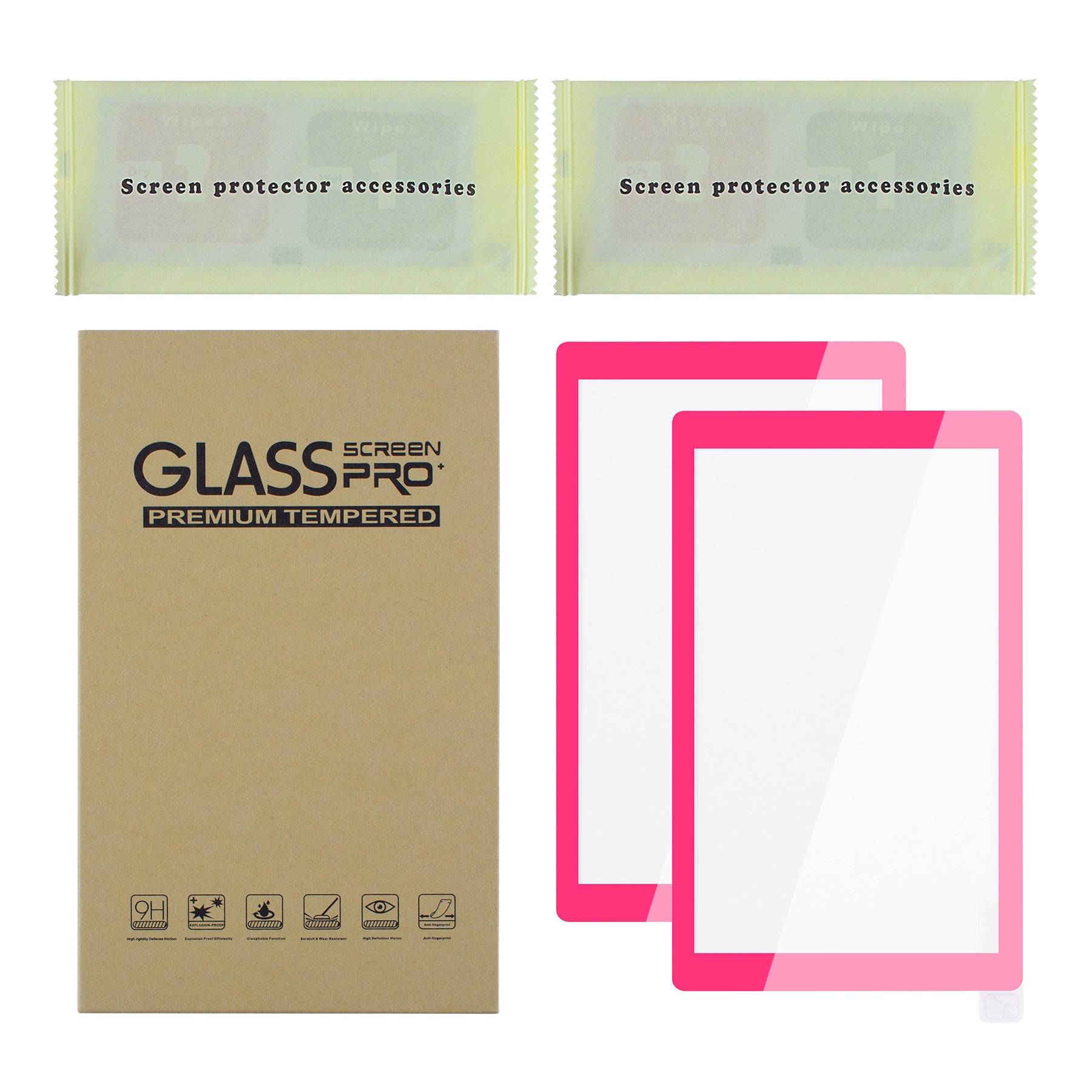 eXtremeRate 2 Pack Anti-Scratch Clear HD Tempered Glass Screen Protector for Nintendo Switch Lite - Bright Pink | High Clarity Protection for Gaming, Travel & Everyday Use