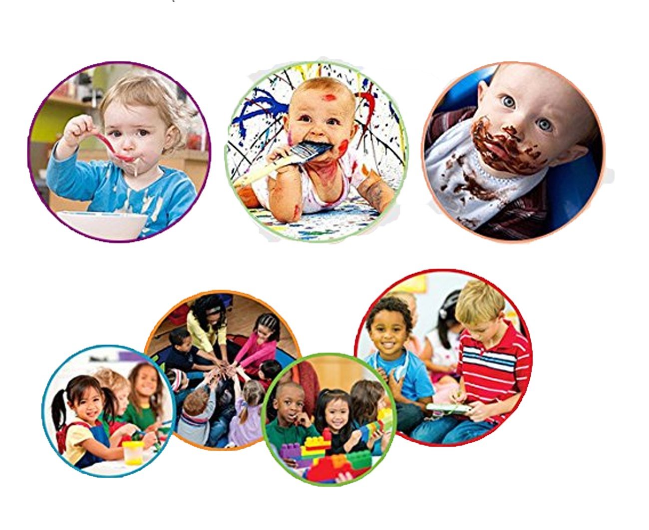 Waterproof & Wipeable Baby Bibs for Eating & Play - Soft Smock Apron for Infants 6-36 Months - Perfect for Mealtime, Arts & Crafts, and Messy Play Activities