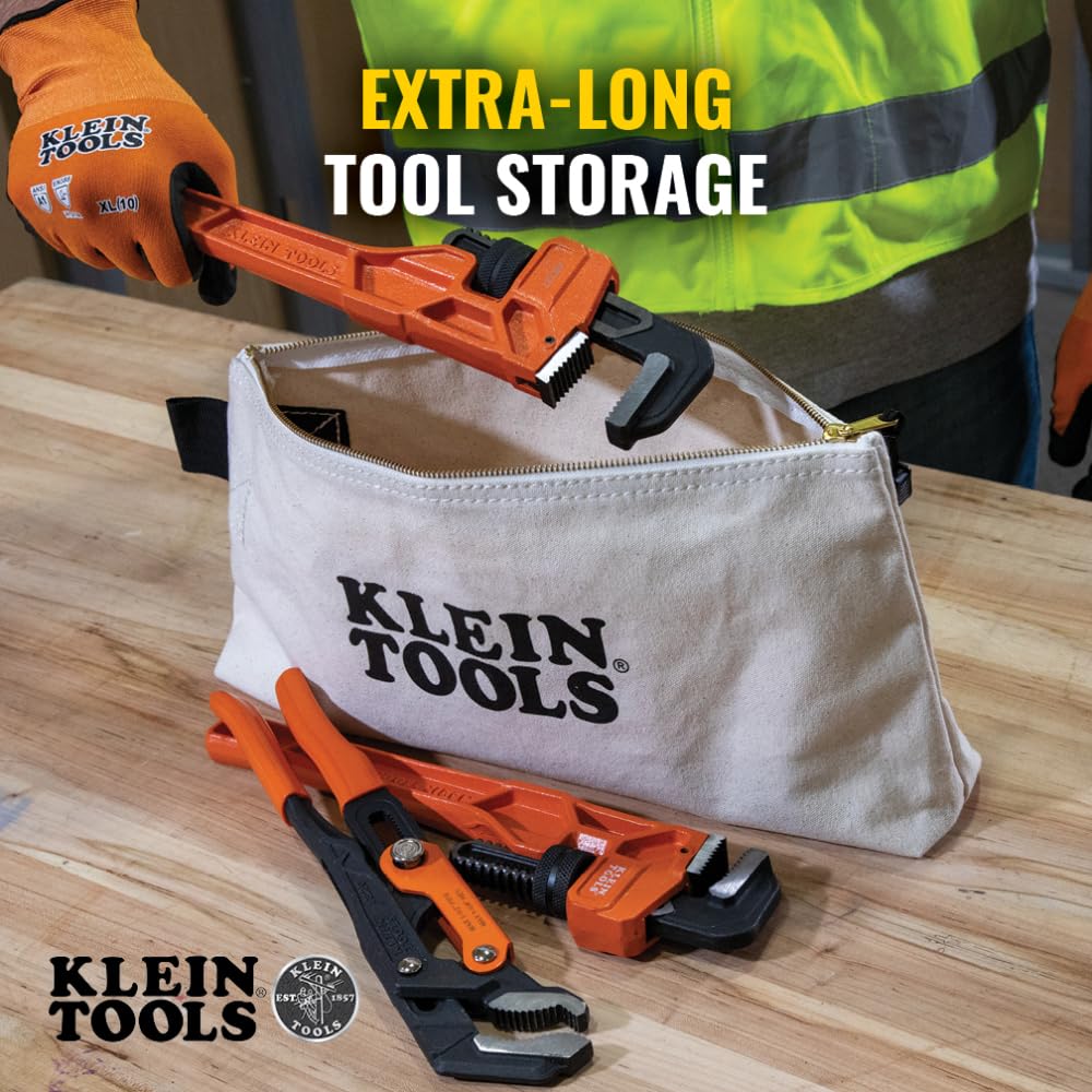 Klein Tools Heavy Duty Zipper Bag - Extra Long Multipurpose Tool & Craft Organizer for Work & DIY
