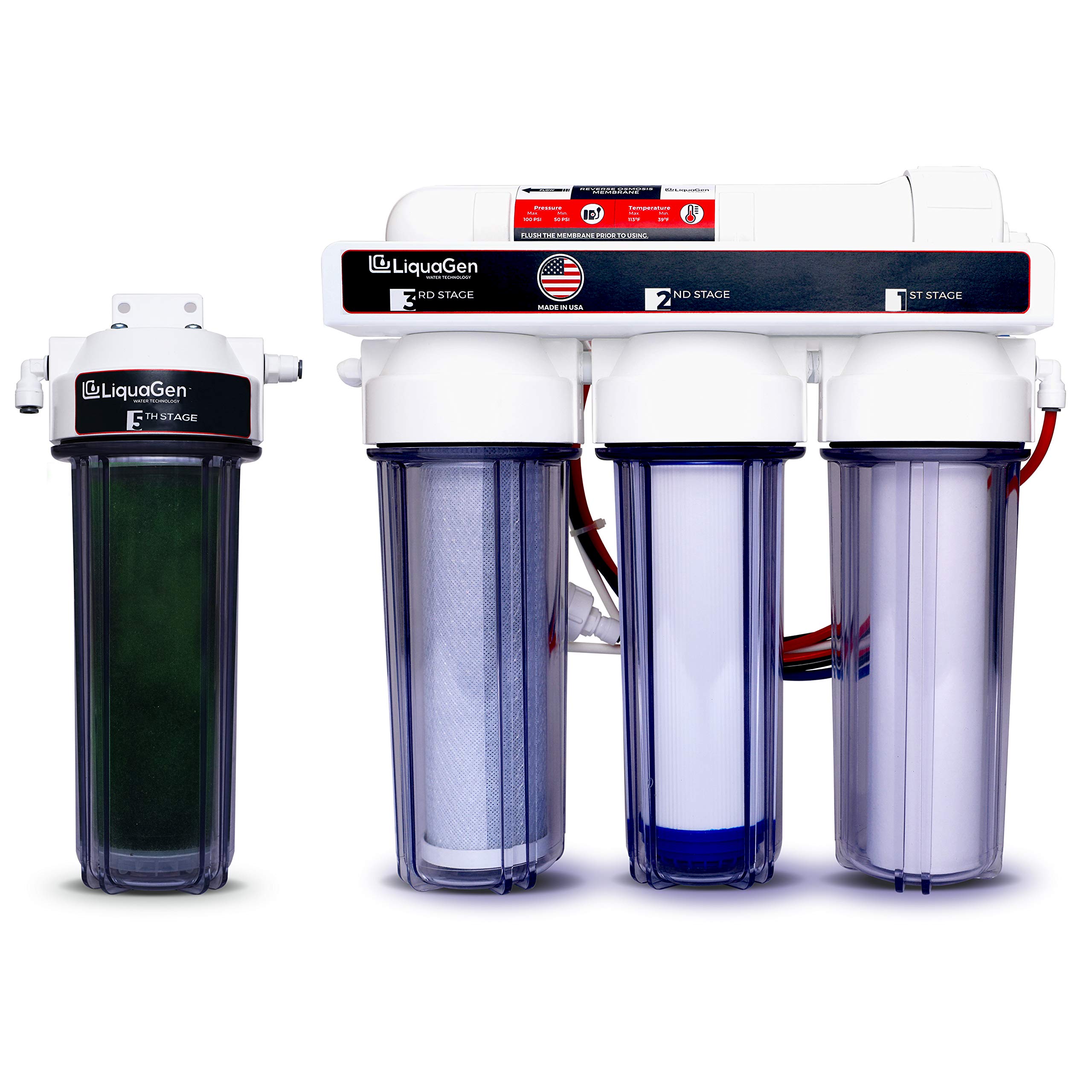 LiquaGen 100 GPD Super Flow Reverse Osmosis Deionization (RODI) Water Filtration System | Ultra Pure Water Softener for 0 TDS/PPM | Aquarium Water Purification System | Perfect for Fish Tanks, Hydroponics & Home Brewing