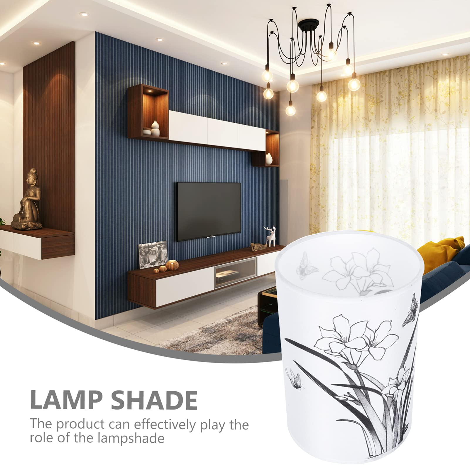 1pc Wicker Lamp Shade - Drum Cylinder Light Cover for Table & Floor Lamps - E27 Dome Fabric Shade - Perfect for Indoor & Outdoor Lighting, Living Room, Bedroom, Patio Decor