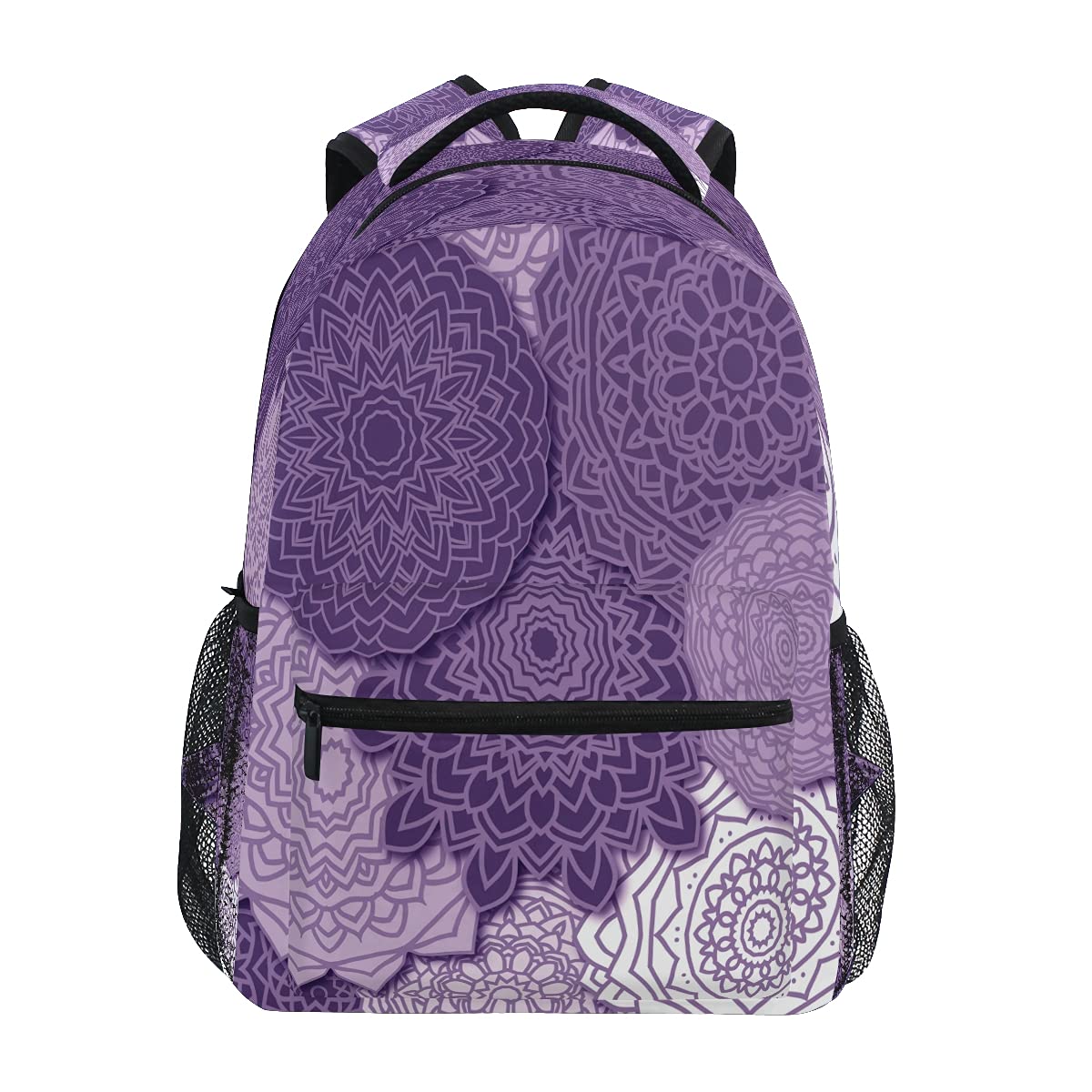Purple Mandala Boho Backpack - Water Resistant Laptop Backpack for Teens, Boys & Girls - Stylish College Bookbag for School, Travel & Daily Use
