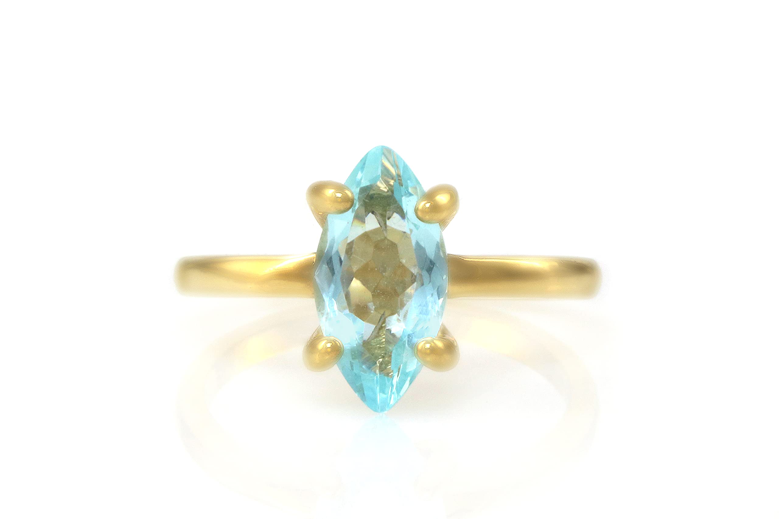 Exquisite 14k Gold Marquise Topaz Rings for Women - Elegant Birthstone Jewelry Gift with Velvet Jewelry Box | Perfect for Anniversaries, Birthdays & Special Occasions