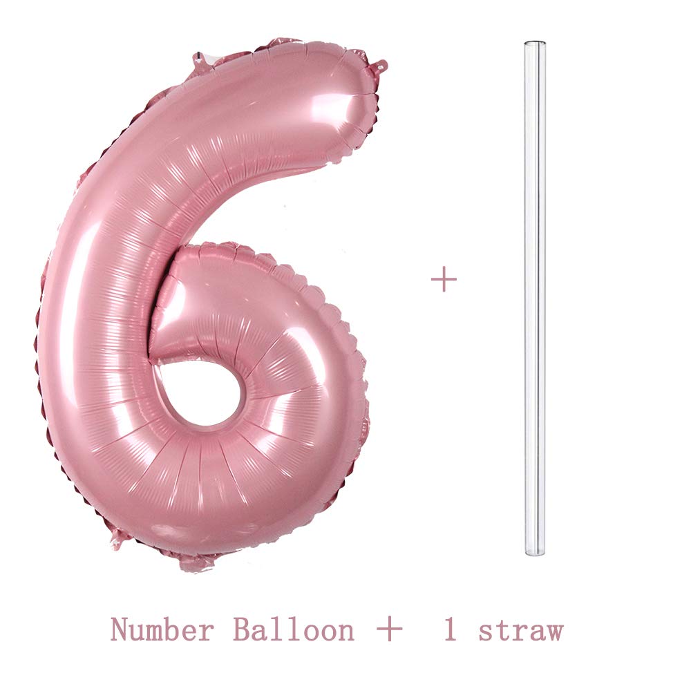 Tellpet Number 6 Balloon - 40 Inch Light Pink Birthday Party Decorations for Girls - Perfect for Birthday Parties, Baby Showers & Gender Reveal Celebrations