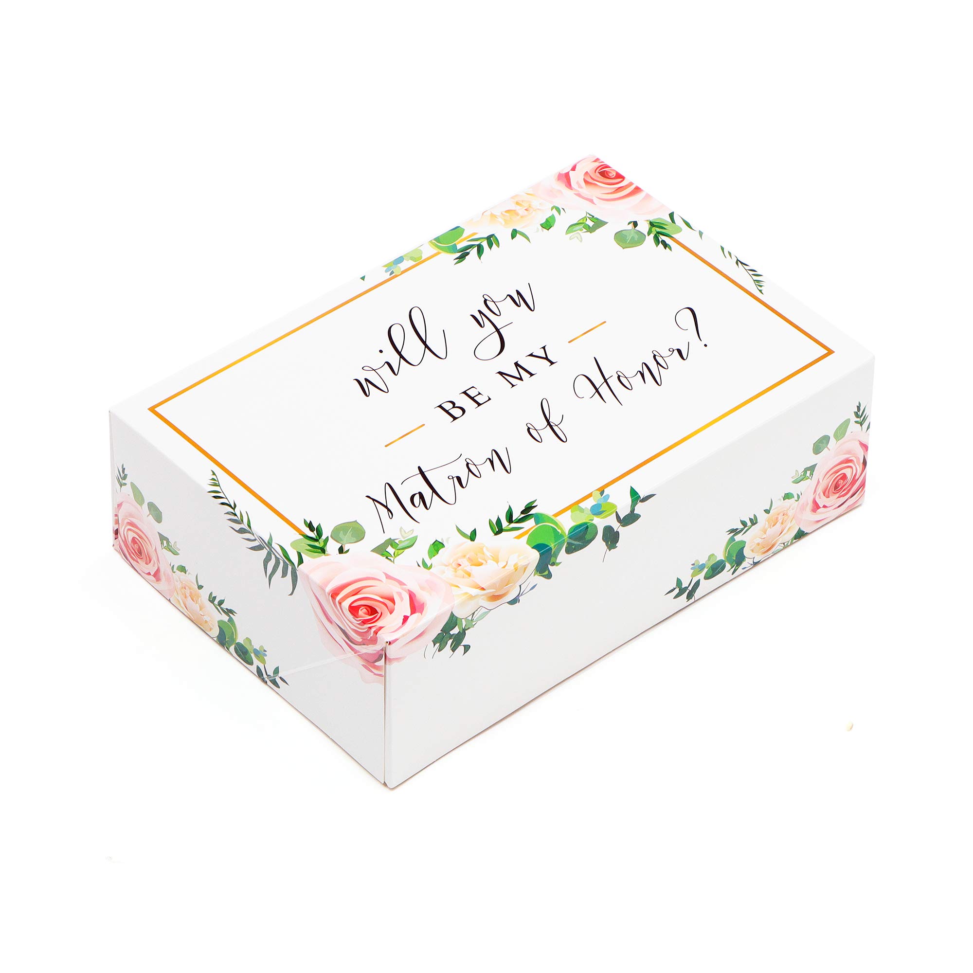 Matron of Honor Proposal Gift Box Set - Floral Design Wedding Party Proposal Kit (1 Pack) - Perfect for Bridal Shower, Bachelorette Party & Wedding Planning