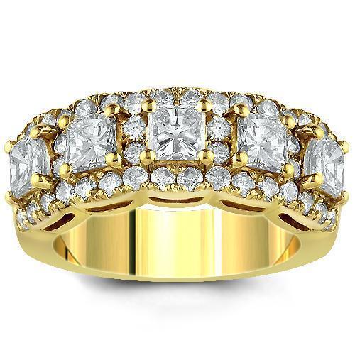 14K Yellow Solid Gold Women's Diamond Wedding Ring Band - 2.70 Carat Total Weight | Elegant Bridal Jewelry for Engagement, Anniversary & Special Occasions