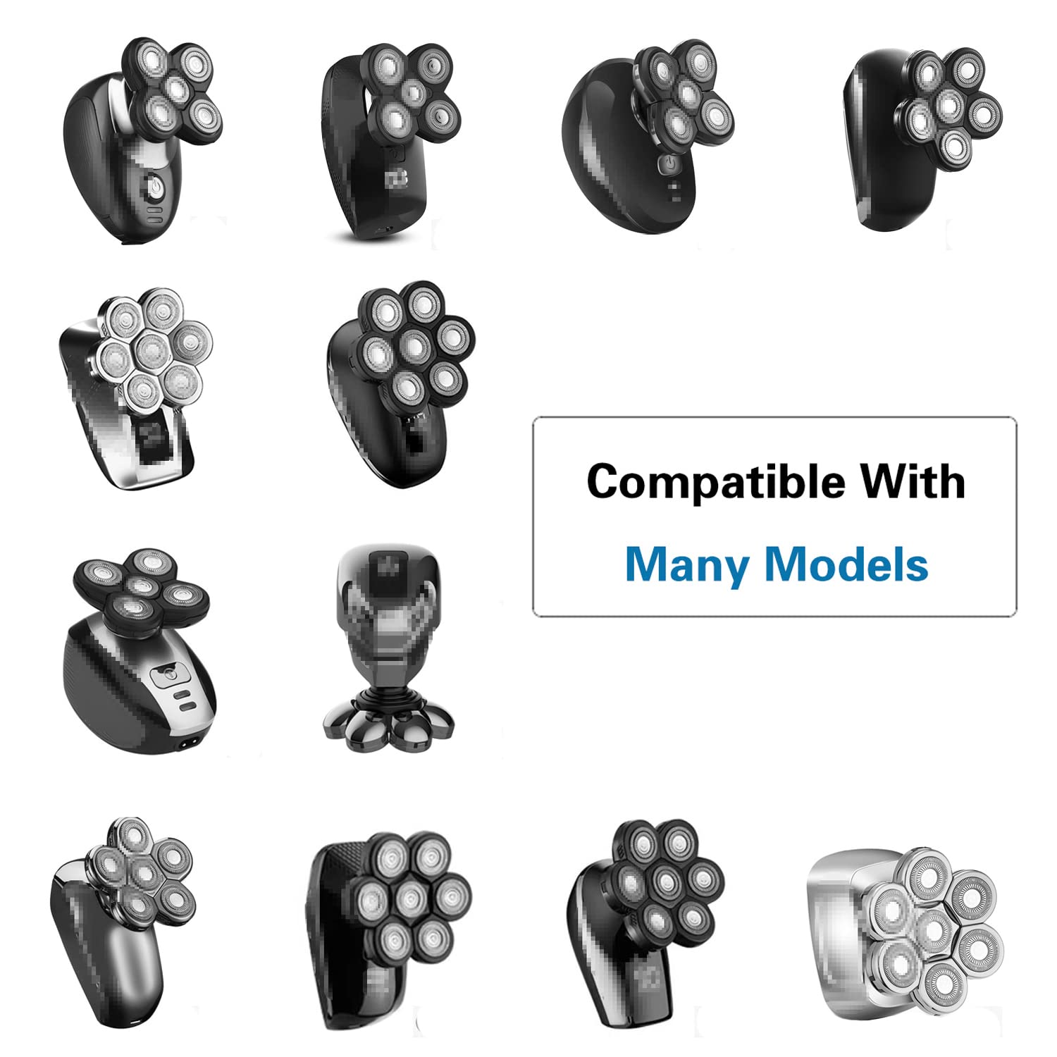 Upgraded 9-Blade Replacement Heads for Men's Electric Shavers - Waterproof Floating Razor Heads (Black) | Perfect for Travel, Gym & Daily Shaving