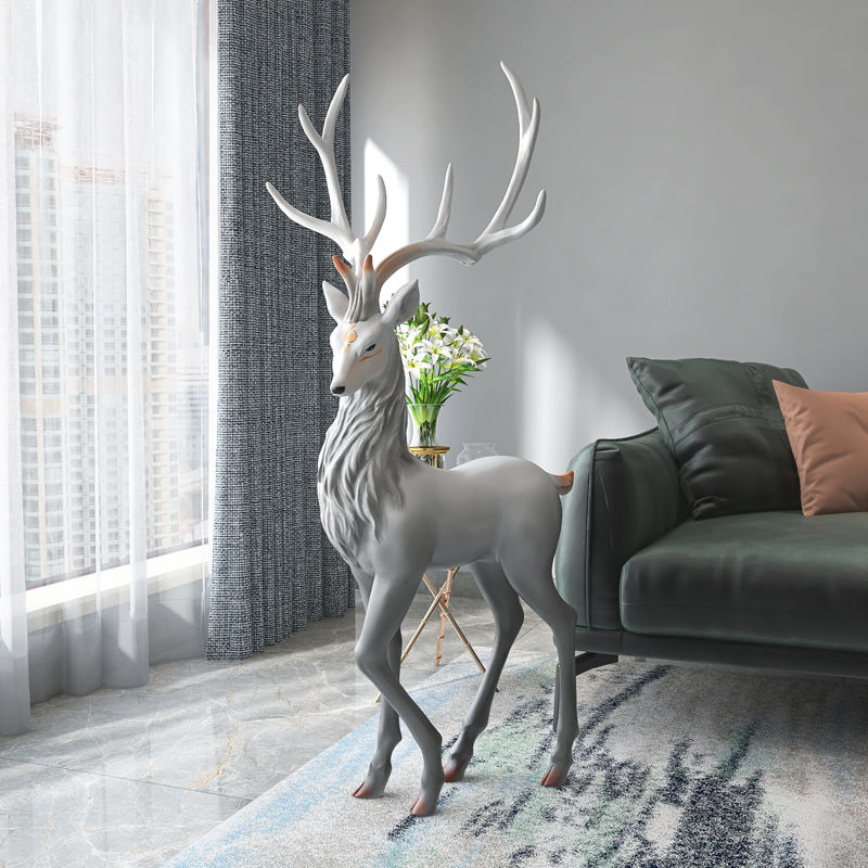 Elegant Snow Reindeer Statue - Winter Holiday Home Decor for Christmas, Mantel, Tabletop & Outdoor Display