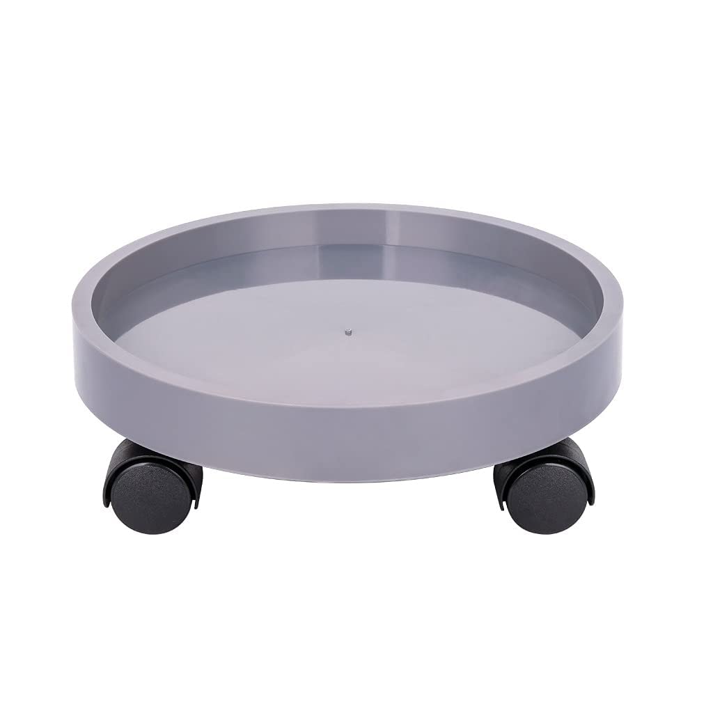 2-Pack Rolling Plant Saucers with Wheels - 8.66 Inch Round Flower Pot Stand Tray for Indoor & Outdoor Plants - Mobile Plant Dolly for Easy Moving - Perfect for Patio, Garden, and Home Decor