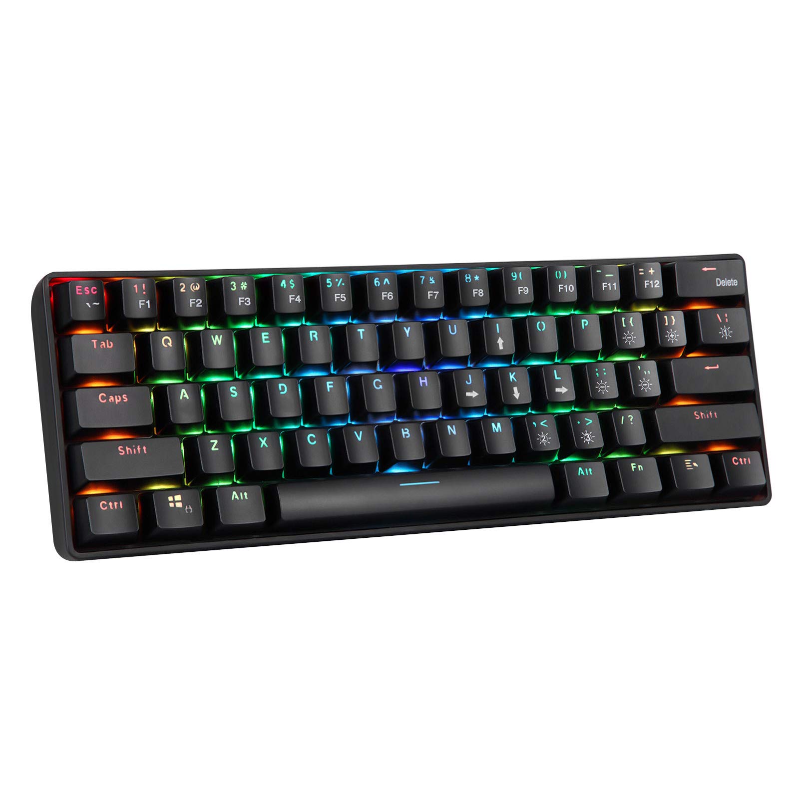 2.4G Wireless Mechanical Gaming Keyboard - 61 Keys with Backlit, Ergonomic Design, Single Color LED for PC, Mac, Laptop - Perfect for Gaming, Typing & Office Work