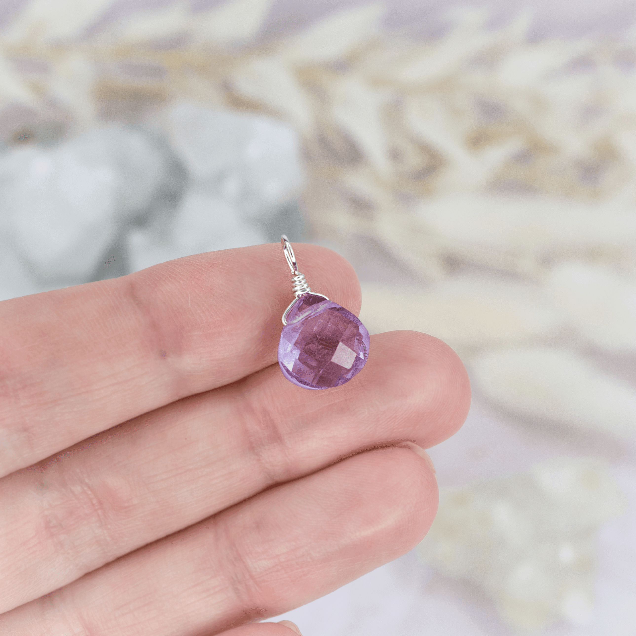 Tiny Pink Amethyst Teardrop Gemstone Pendant Necklace - Elegant Healing Crystal Jewelry for Women, Gift for Her, Spiritual Protection & Positive Energy