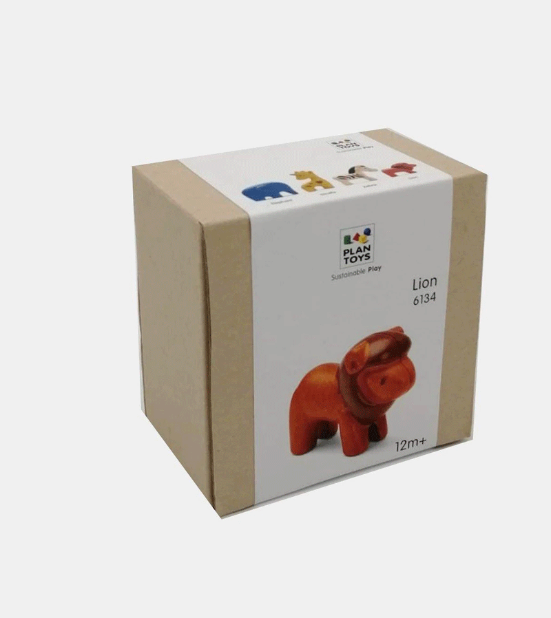 PlanToys Lion - Eco-Friendly Wooden Lion Toy for Kids | Perfect for Imaginative Play, Animal Learning & Nursery Decor