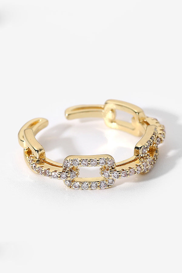 Vintage Zircon Open Ring for Women - Elegant Adjustable Statement Jewelry for Parties, Weddings & Everyday Wear