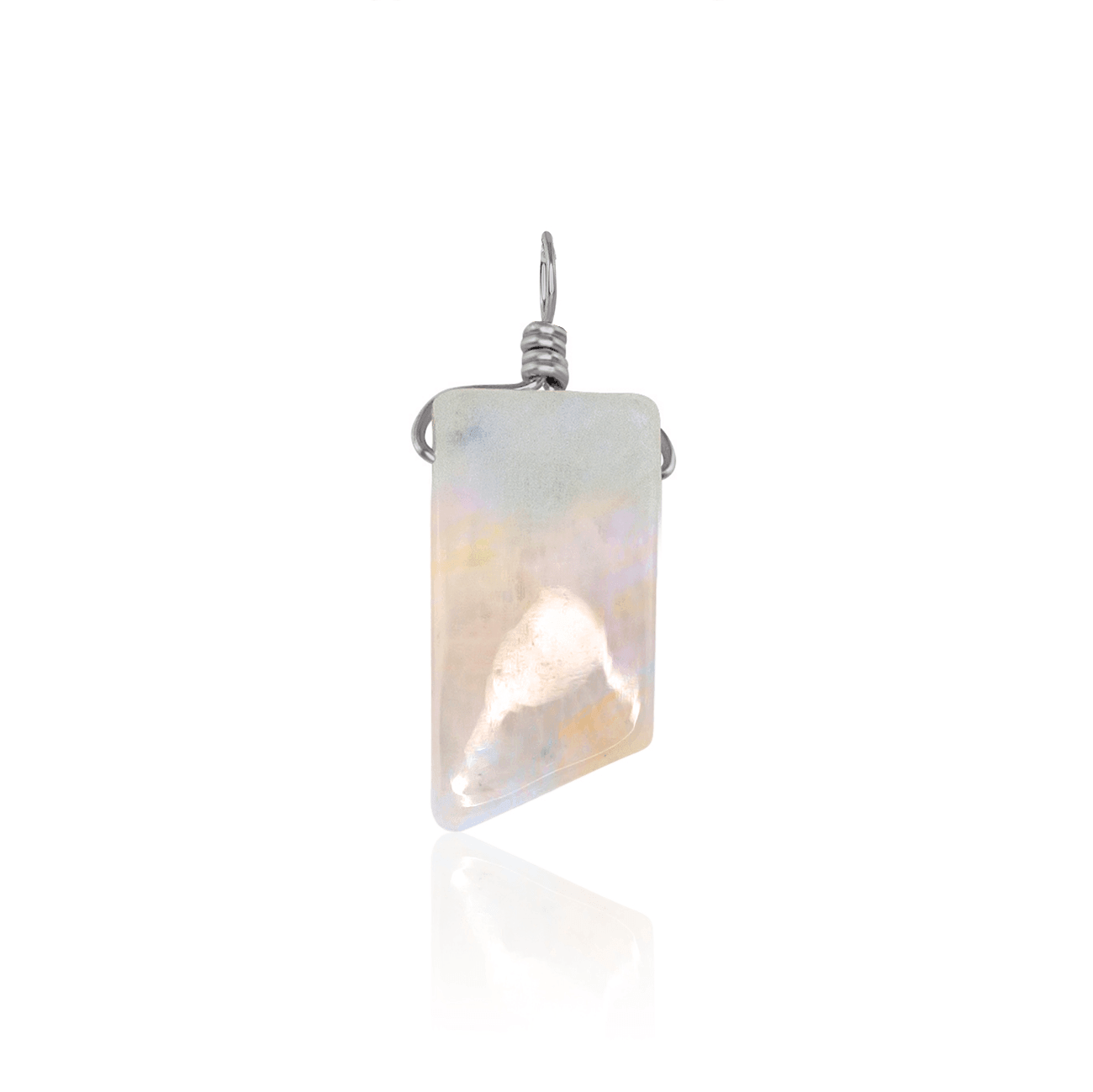 Natural Rainbow Moonstone Crystal Pendant Necklace - Smooth Polished Gemstone Jewelry for Women | Perfect for Meditation, Energy Healing & Boho Fashion