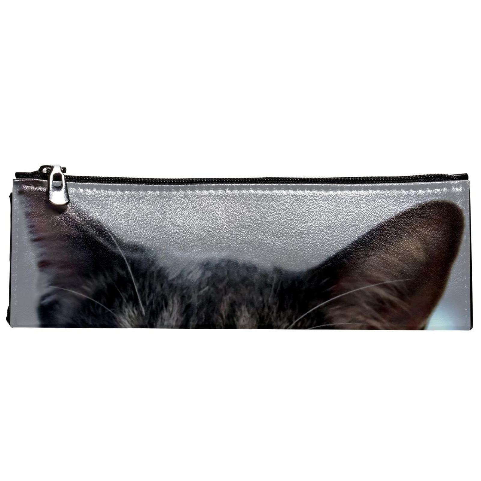 Stylish Makeup Bag with Zipper - Travel Cosmetic Organizer for Women & Girls | Cute Green Eyed Cat Design | Perfect for Travel, Gym & Daily Essentials Storage