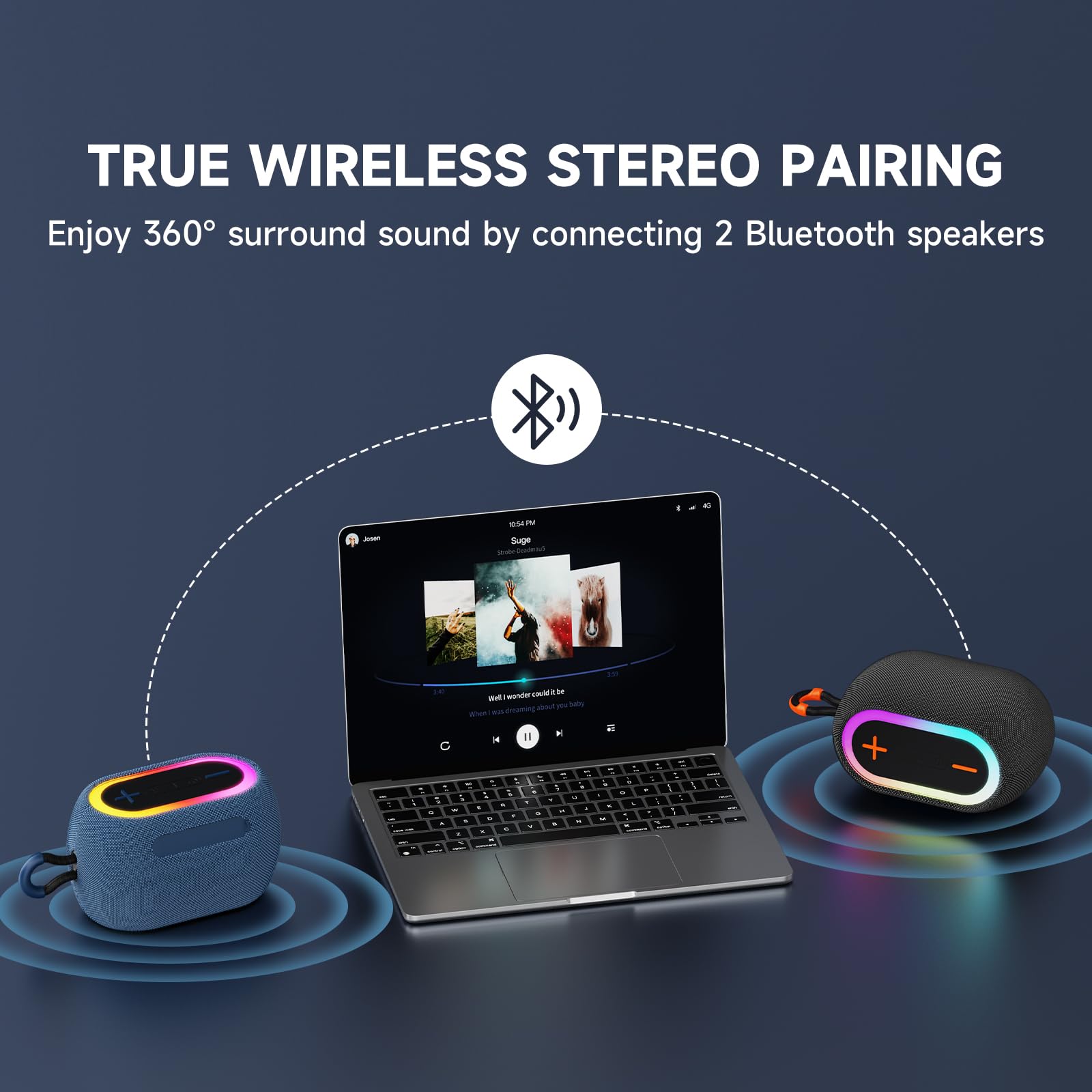 Portable Bluetooth Speaker - Wireless Waterproof Mini Speaker with 360° Stereo Sound, Dustproof, 24H Playtime, RGB Lights & TWS Pairing | Perfect for Outdoor Camping, Hiking, Beach, Travel & Home Use