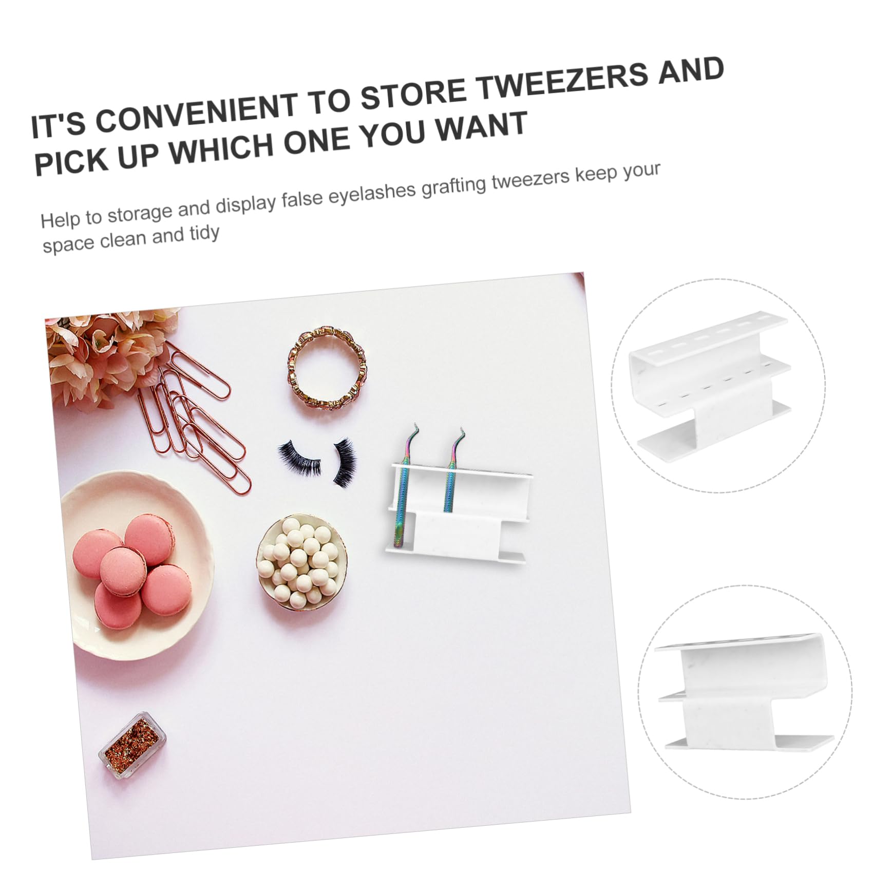 Balacoo 2-Pack Clear Acrylic Display Stand for Eyelash Extensions - Tweezer Holder & Organizer for Salon, Beauty Studio, and Professional Lash Artists - Perfect for Lash Tools Storage and Workspace Organization