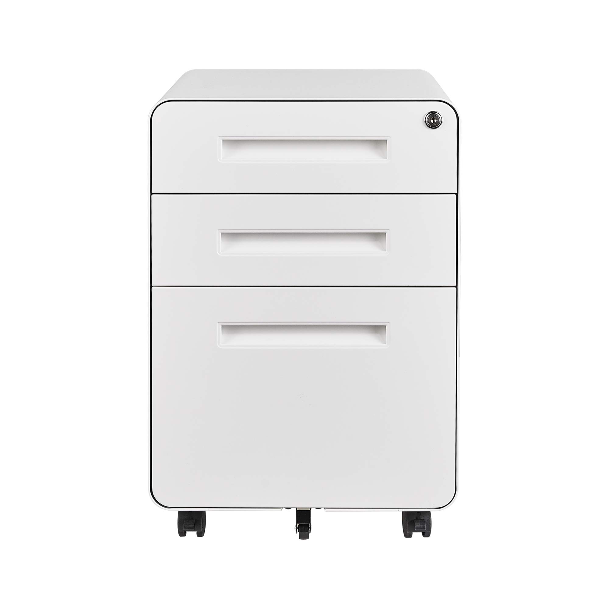 Fesbos 3-Drawer Vertical Locking File Cabinet - Mobile Metal Storage for Legal & Letter Size Documents - Pre-Assembled Office Filing Cabinet with Wheels - Perfect for Home Office, Under Desk Storage & Document Organization