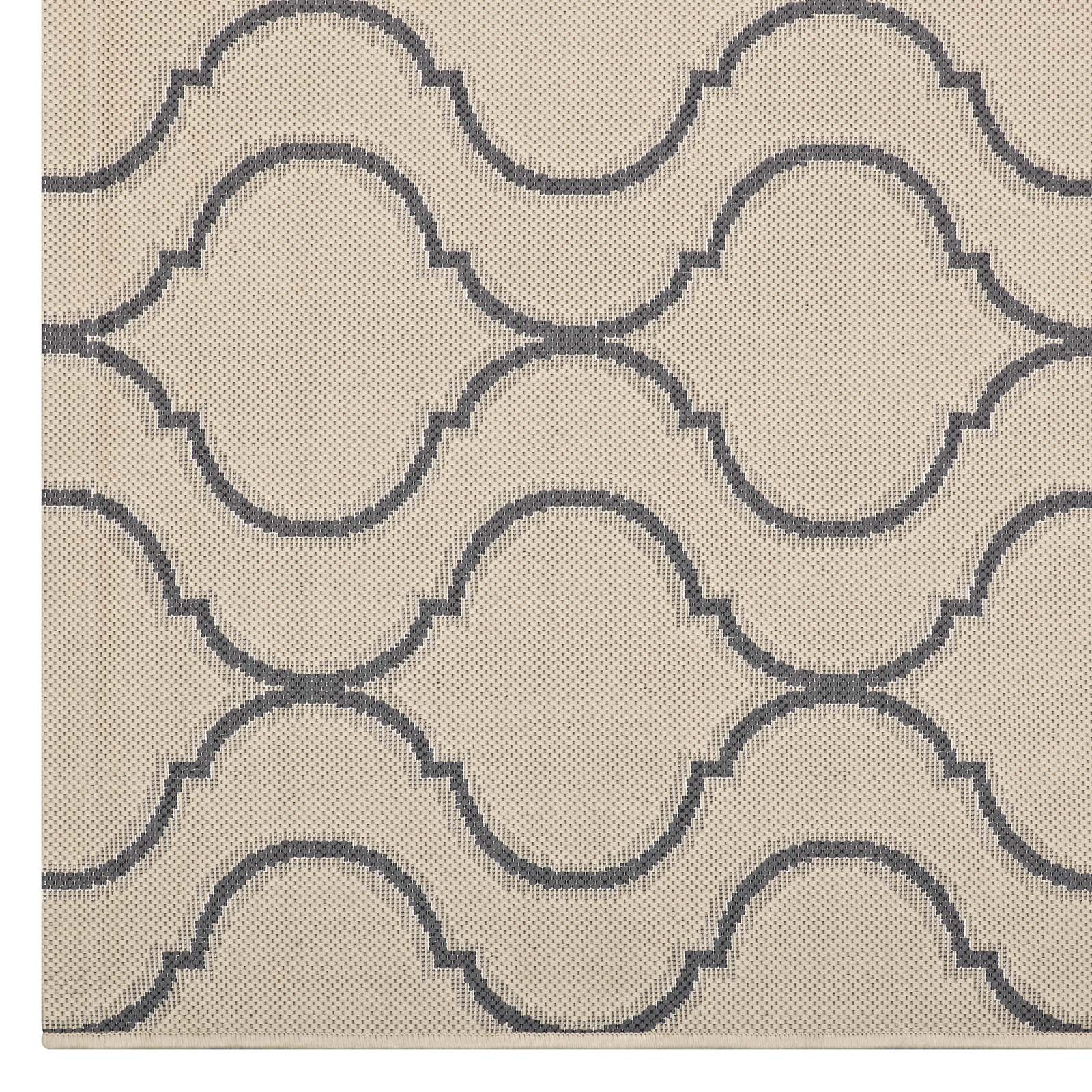 Modern Contemporary Living Lounge Indoor Outdoor Area Rug - Soft Fabric Floor Carpet in Multi Beige - Perfect for Living Room, Bedroom, Patio & Deck Decor