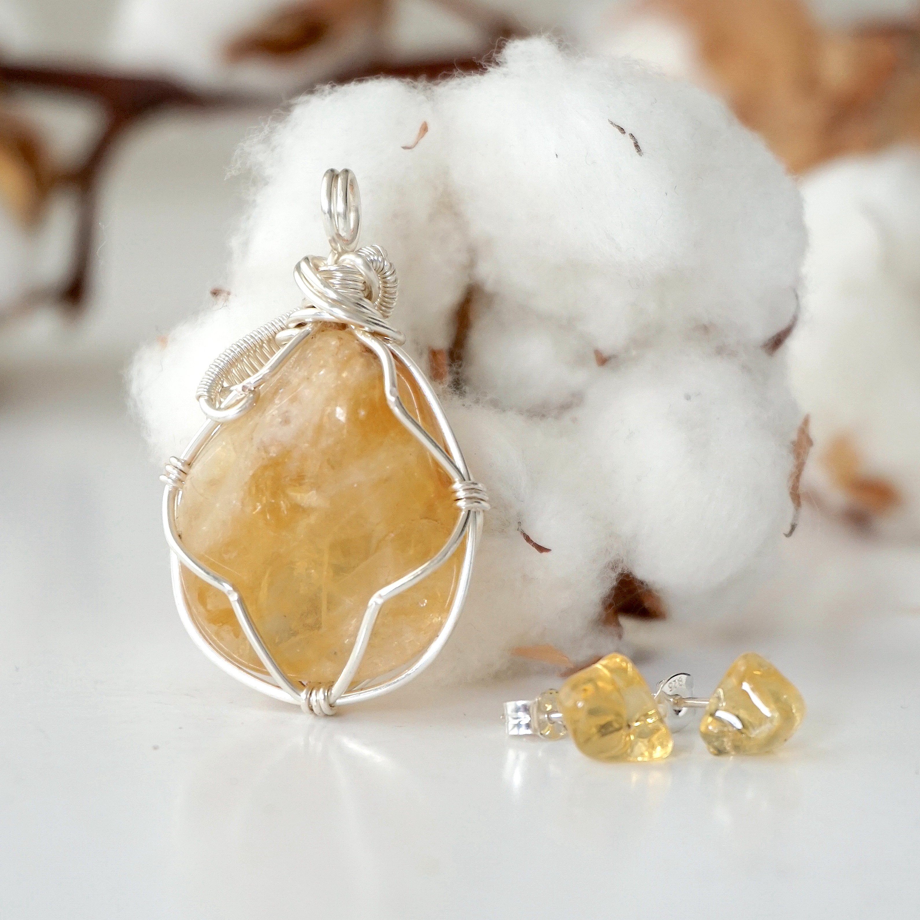 Natural Citrine Gemstone Gift Set - Silver Plated Jewelry for Women | Birthday, Anniversary & Holiday Present | Perfect for Spiritual Healing & Positive Energy